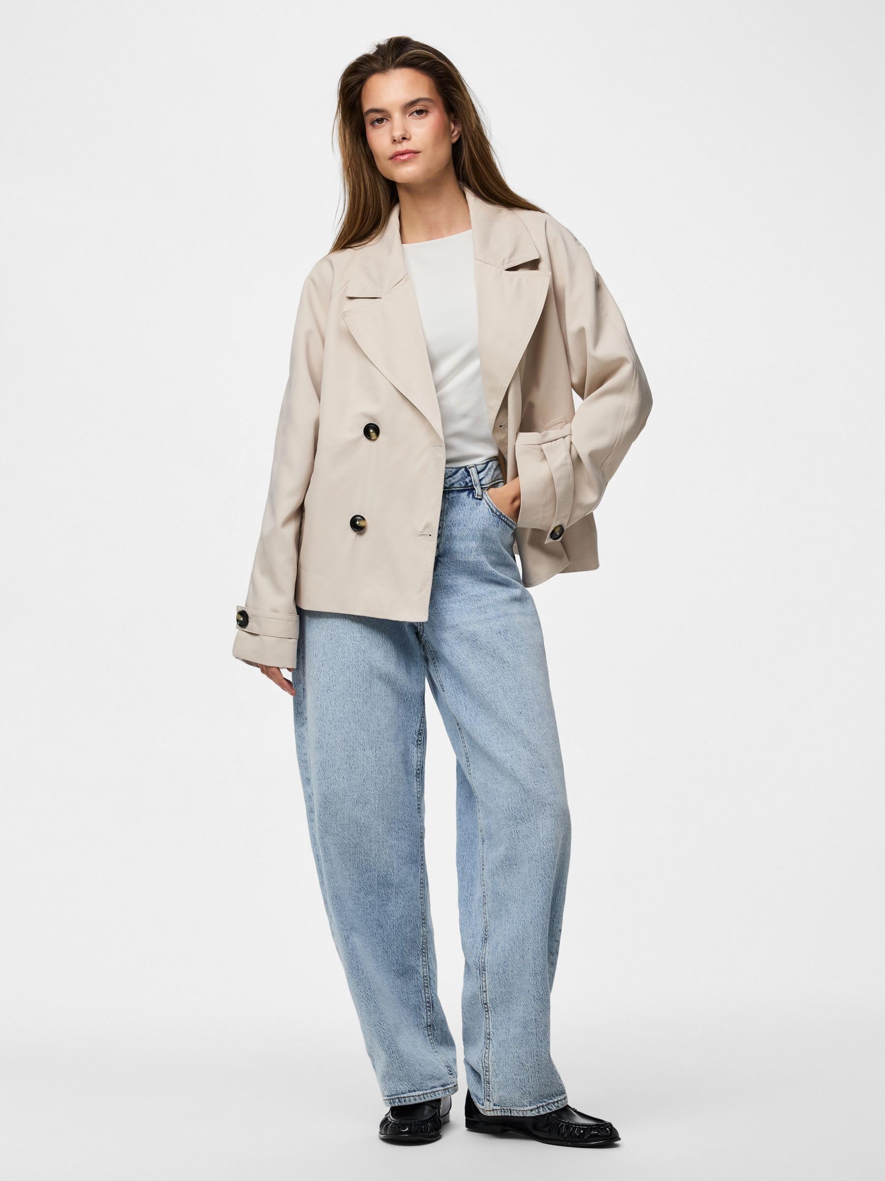 PIECES Pscarlett Short trench corto grigio argento XXL