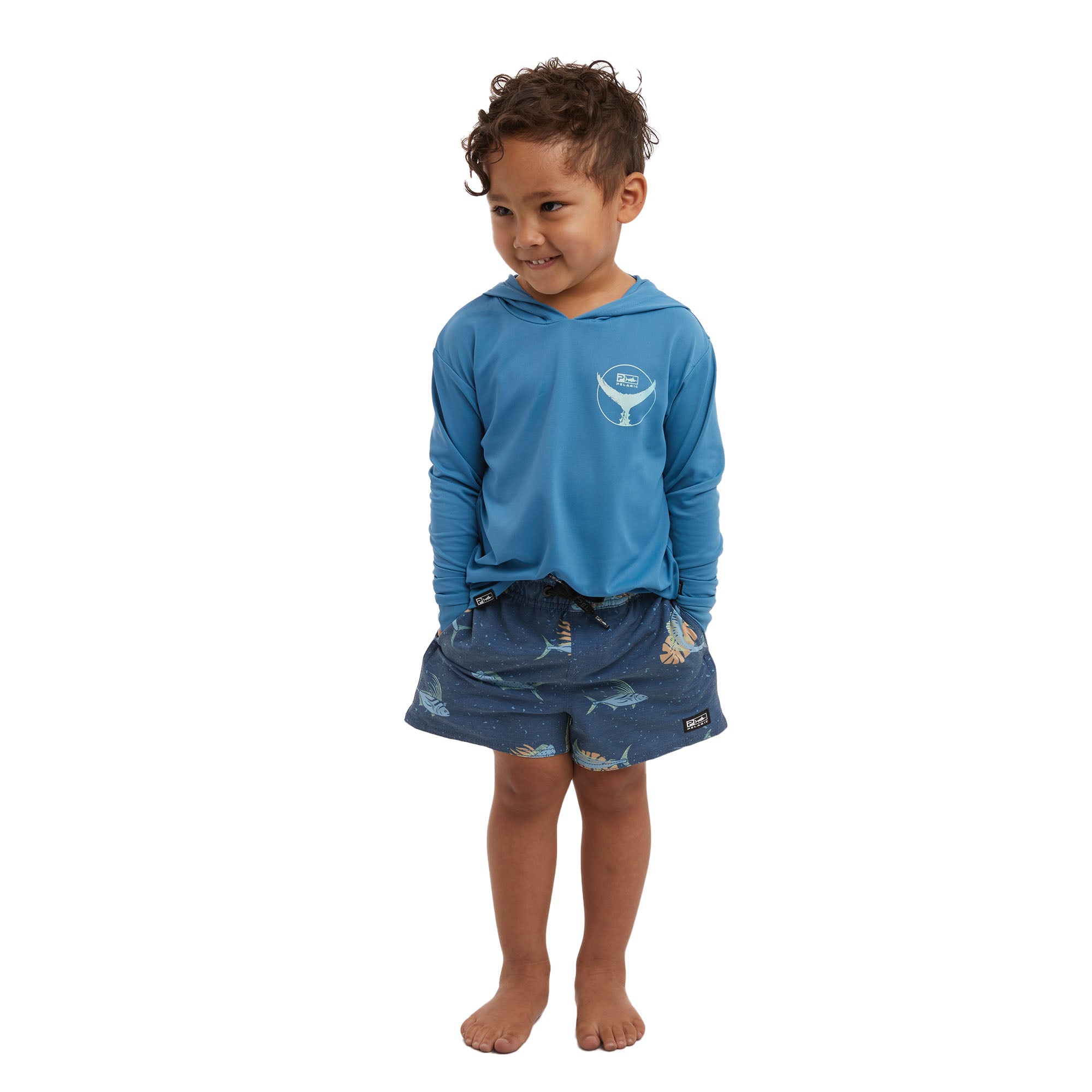 Pelagic Kid's Dockside shorts bambino Smokey Blue elasticizzati