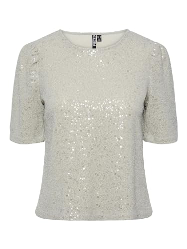 PIECES t-shirt donna argento taglia M girocollo