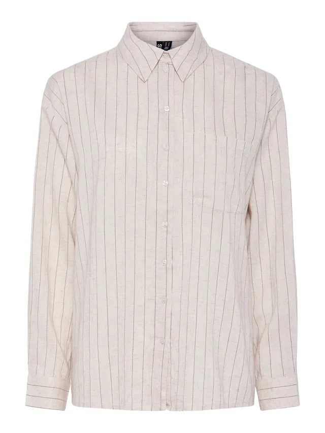 Pieces Pcpia LS Loose Shirt camicia betulla S vestibilità comoda