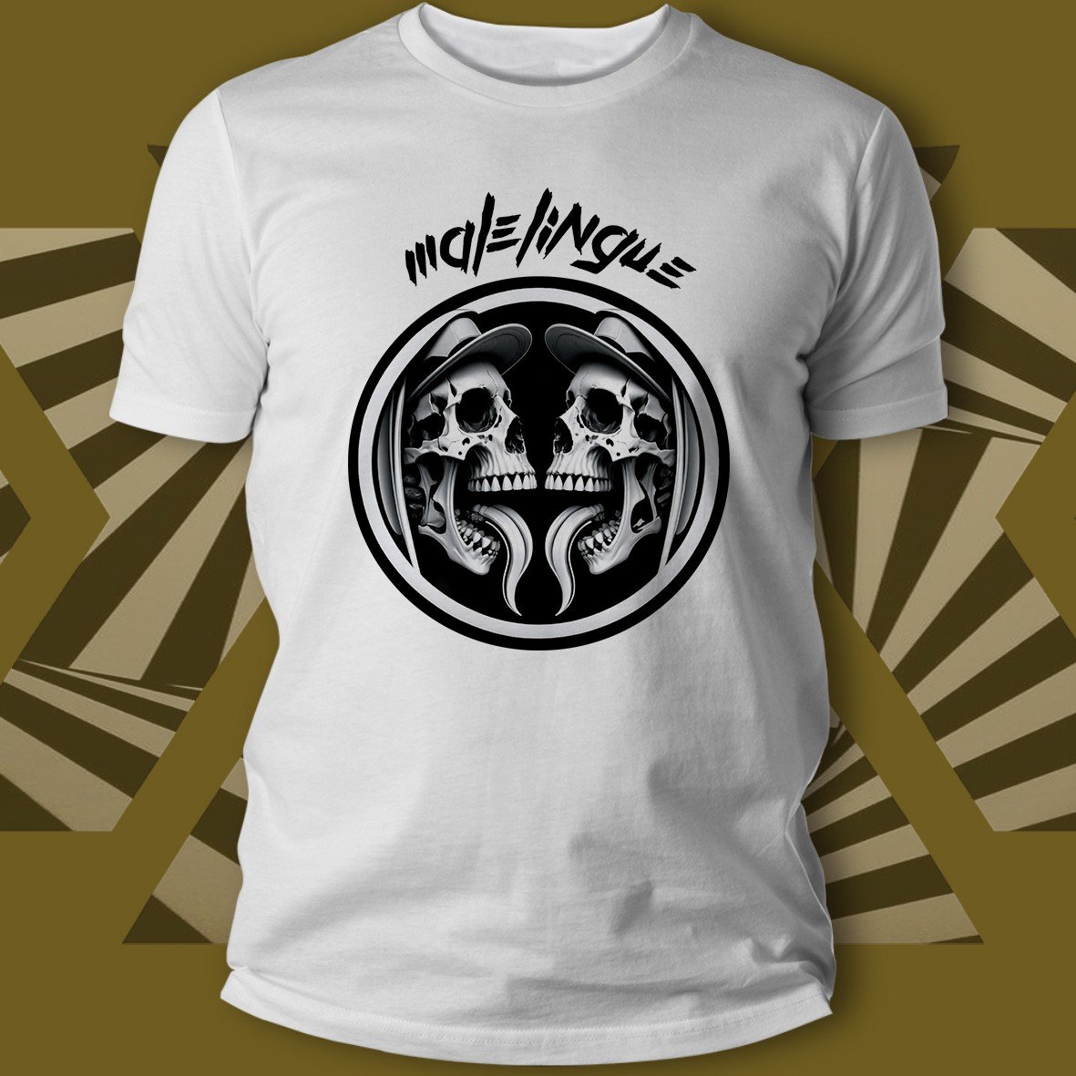 Matrix Music Store Malelingue Skulls Bk t-shirt cotone organico