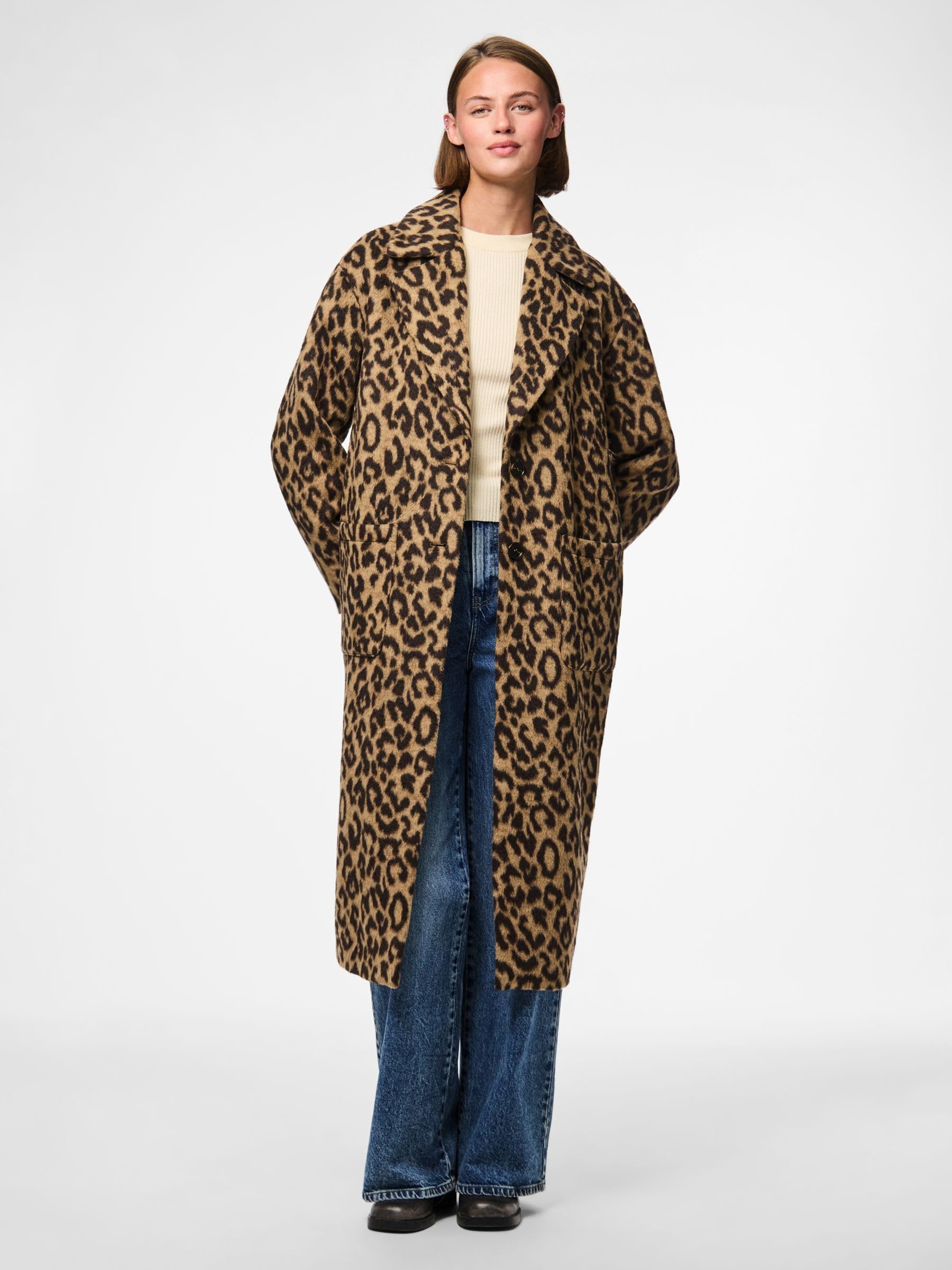 Pieces Pcjili Leo Cappotto Lungo Donna Stampa M