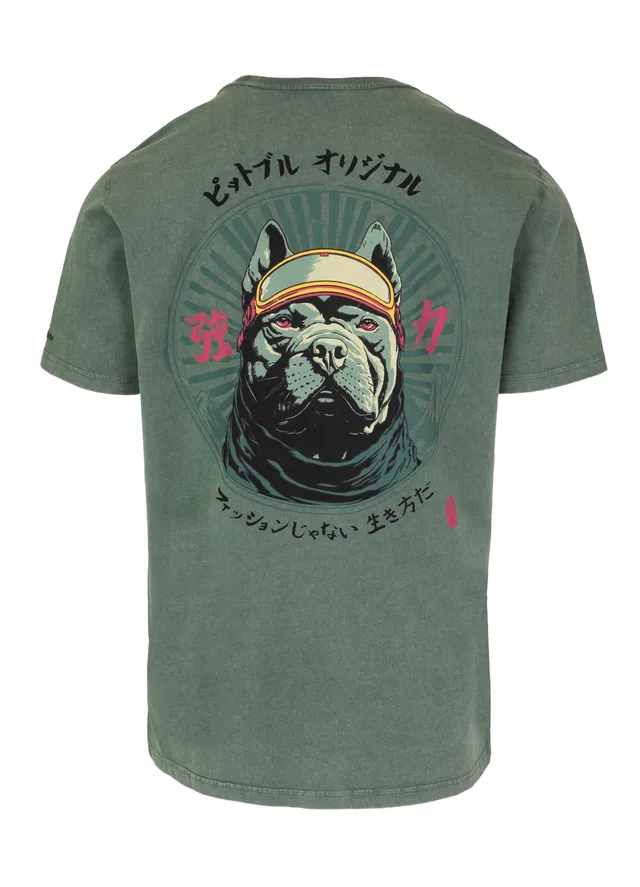 Pitbull Mt. Fuji maglietta uomo cotone stampa retro