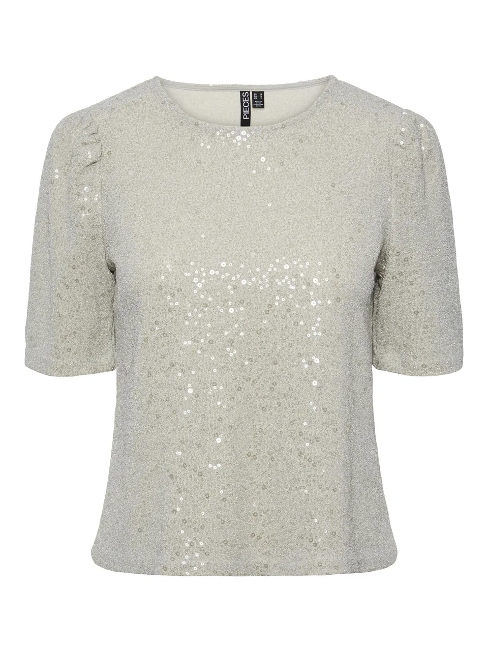 PIECES t-shirt donna argento taglia M girocollo