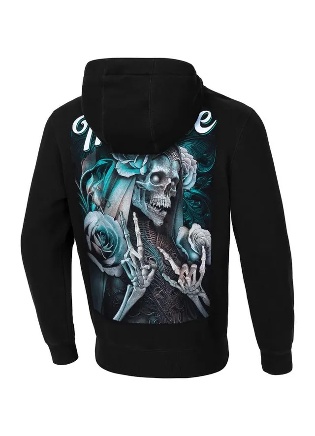 Pitbull Santa Muerte felpa cappuccio cotone uomo