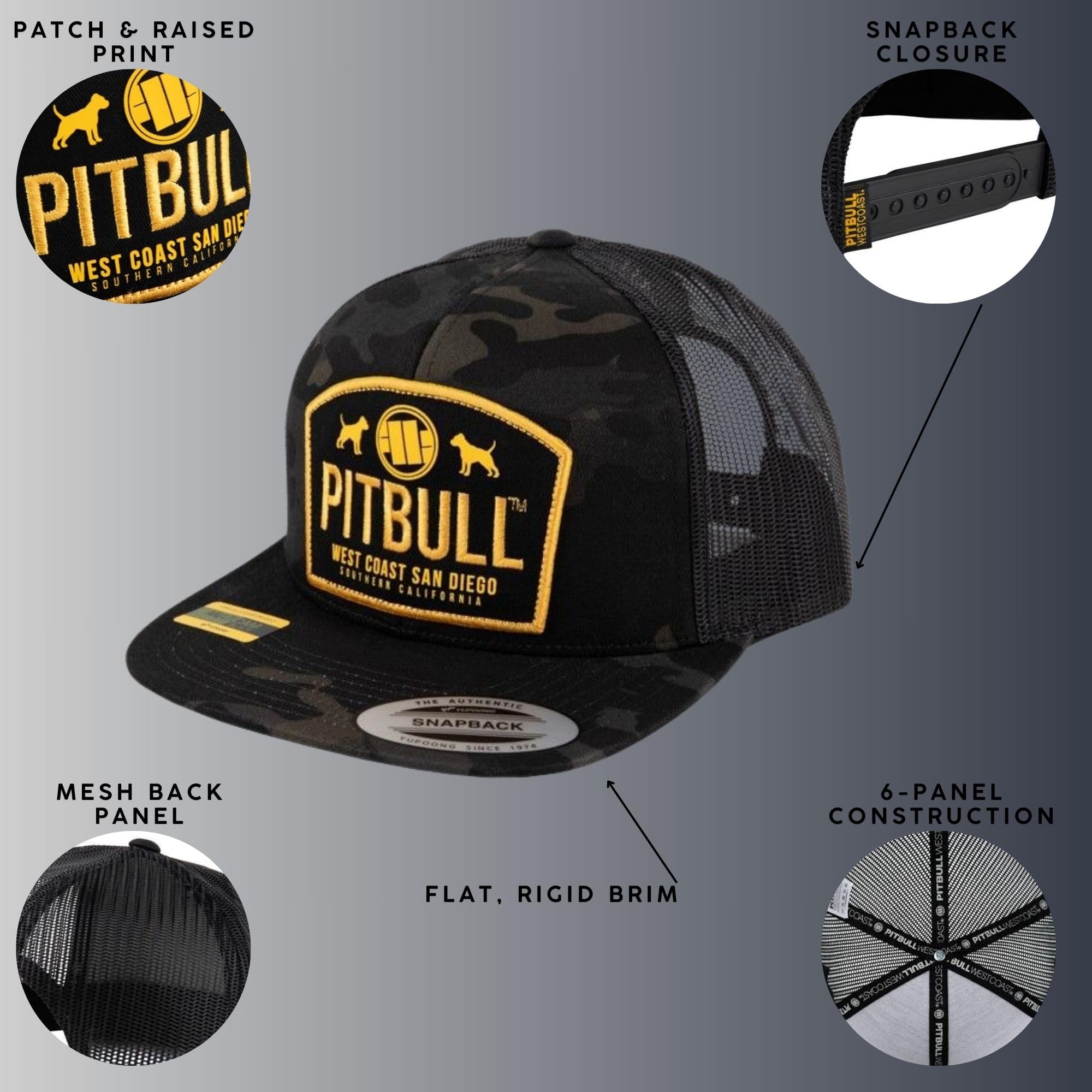 Pit Bull West Coast cappellino trucker mimetico taglia unica