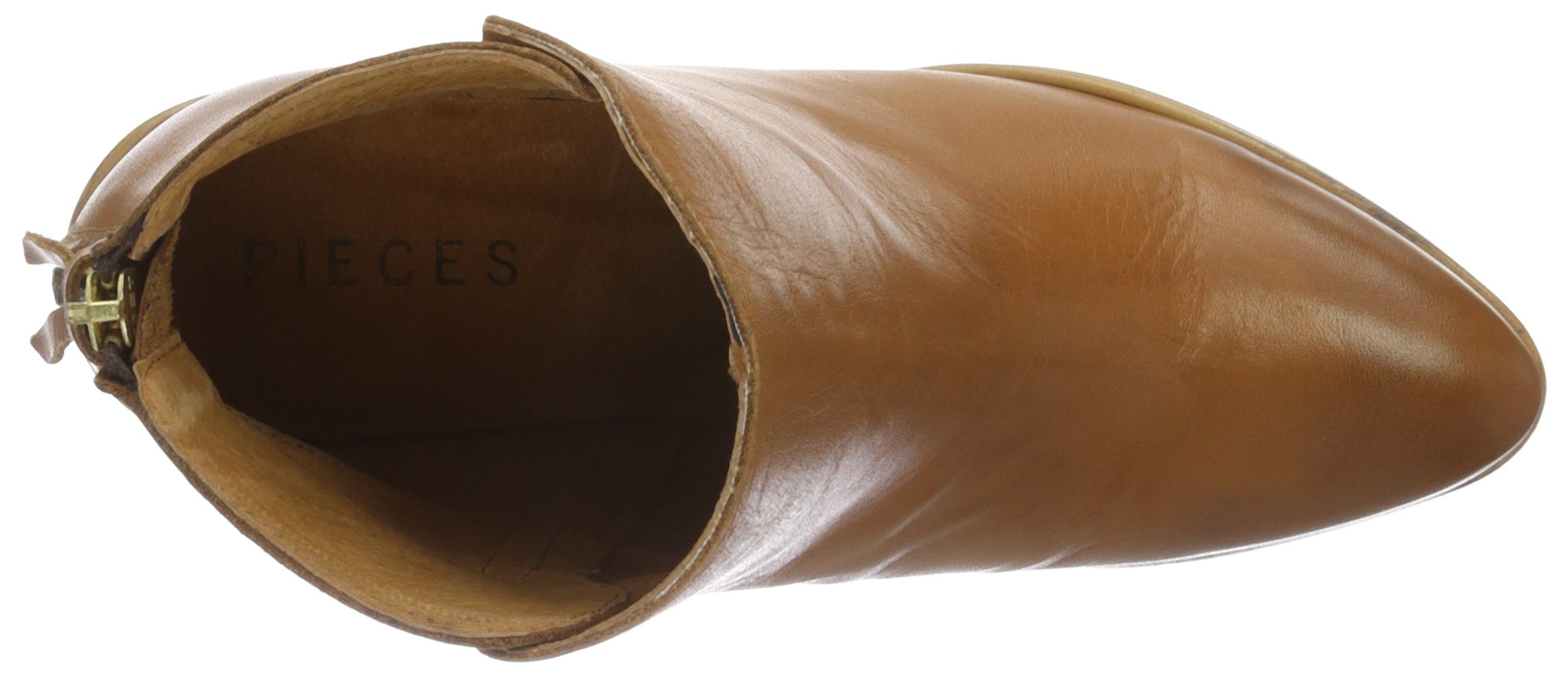 Pieces Psdolly stivaletti in pelle cognac con cerniera