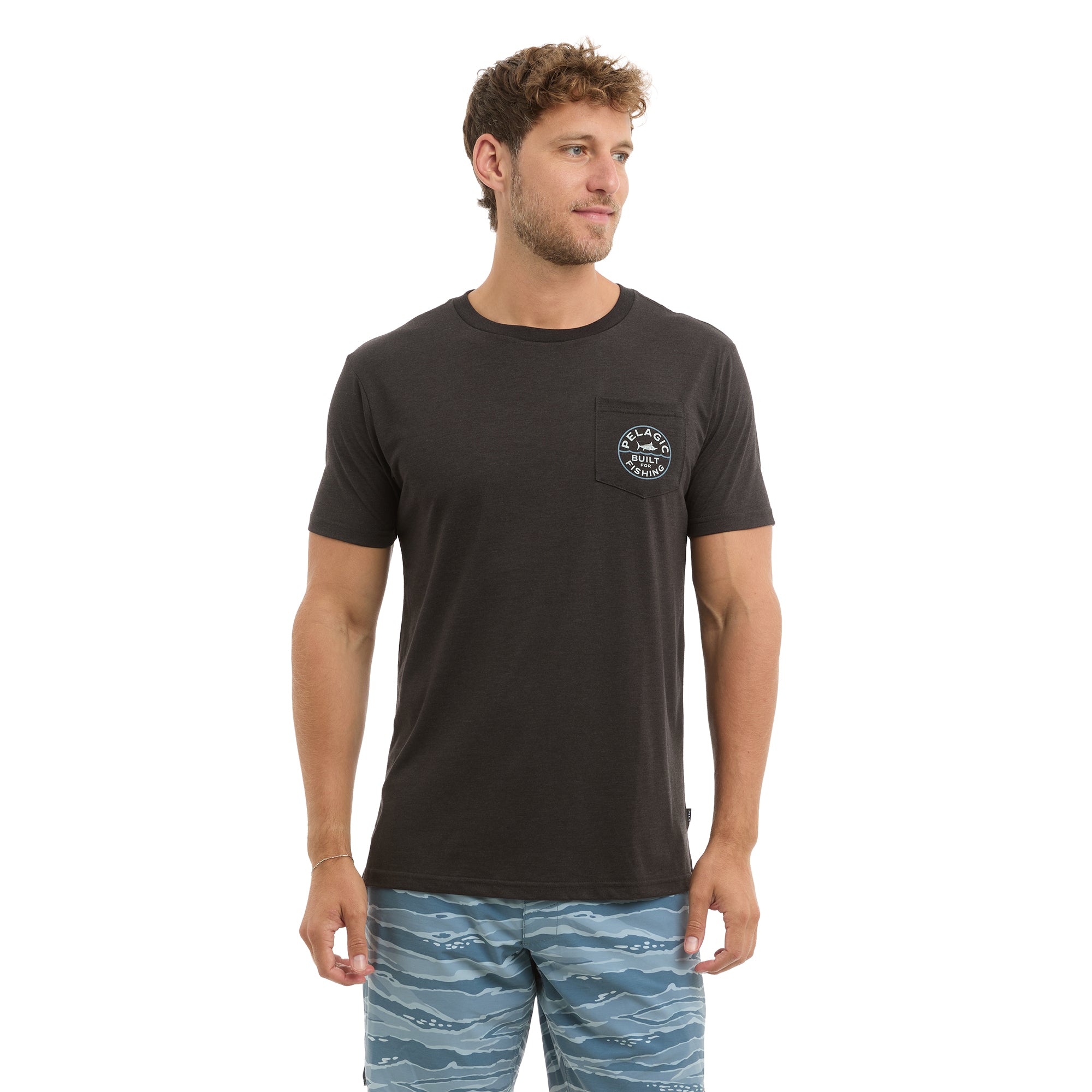 Pelagic Built t-shirt uomo nera mélange cotone