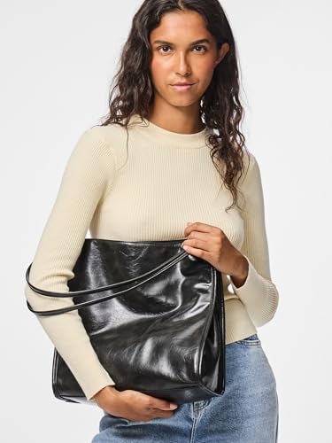 Pieces Pcmalou Patent Shopping Bag borsa spesa nero verniciata
