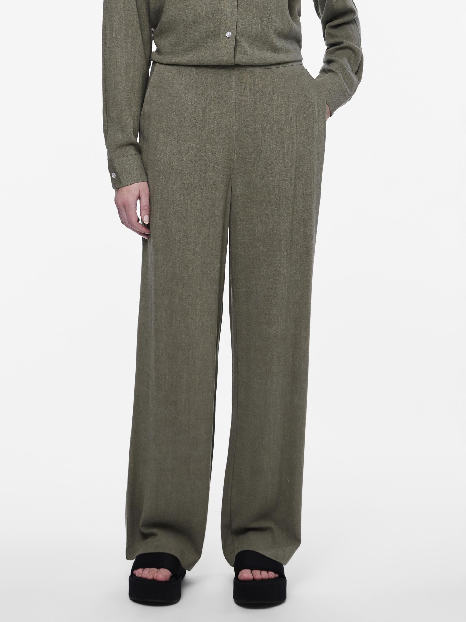 Pieces Pcvinsty HW Linen Pant Noos pantaloni in lino