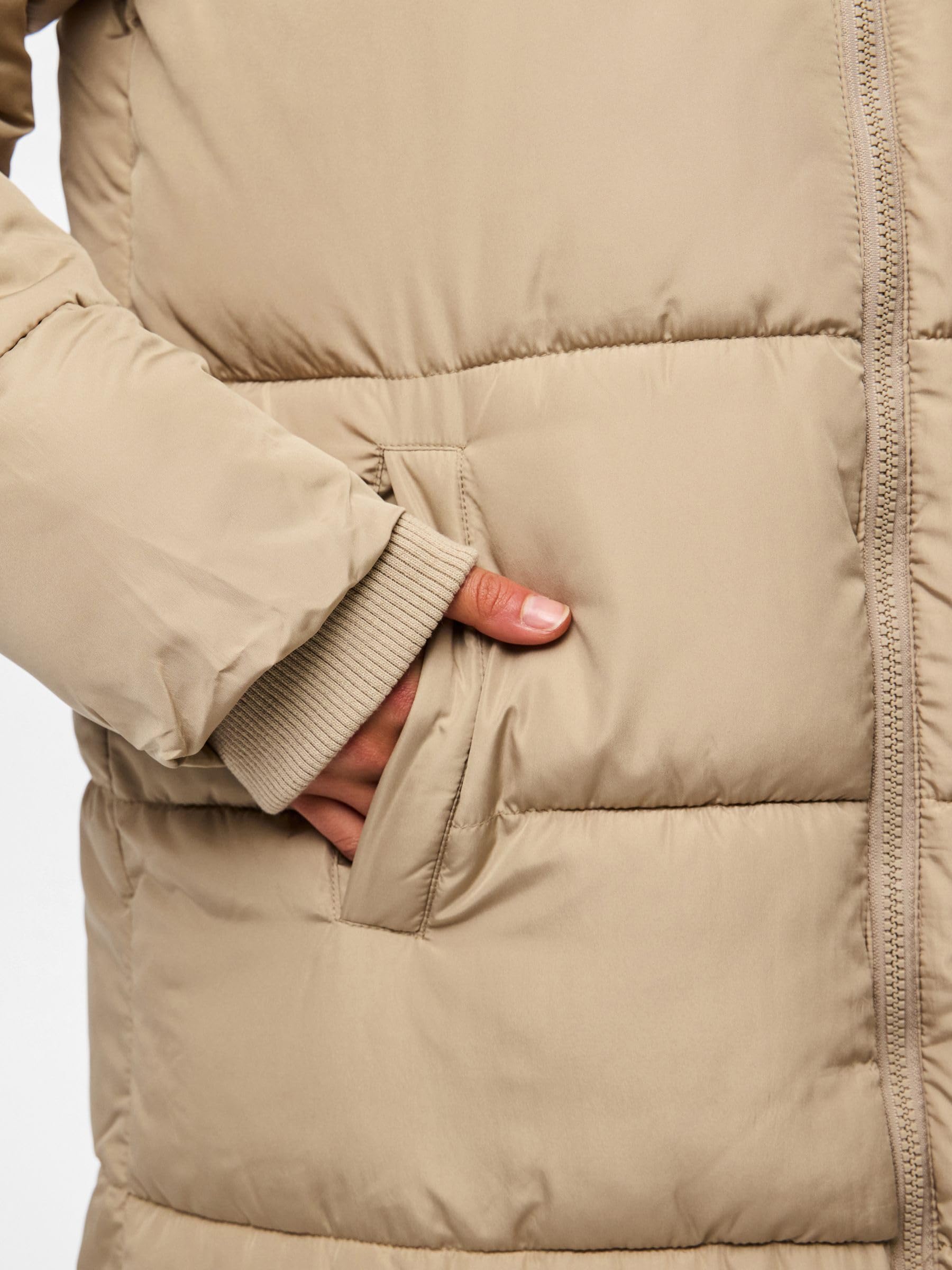 Pieces Pcbee New Long Puffer Jacket Bc piumino XS visone argenteo
