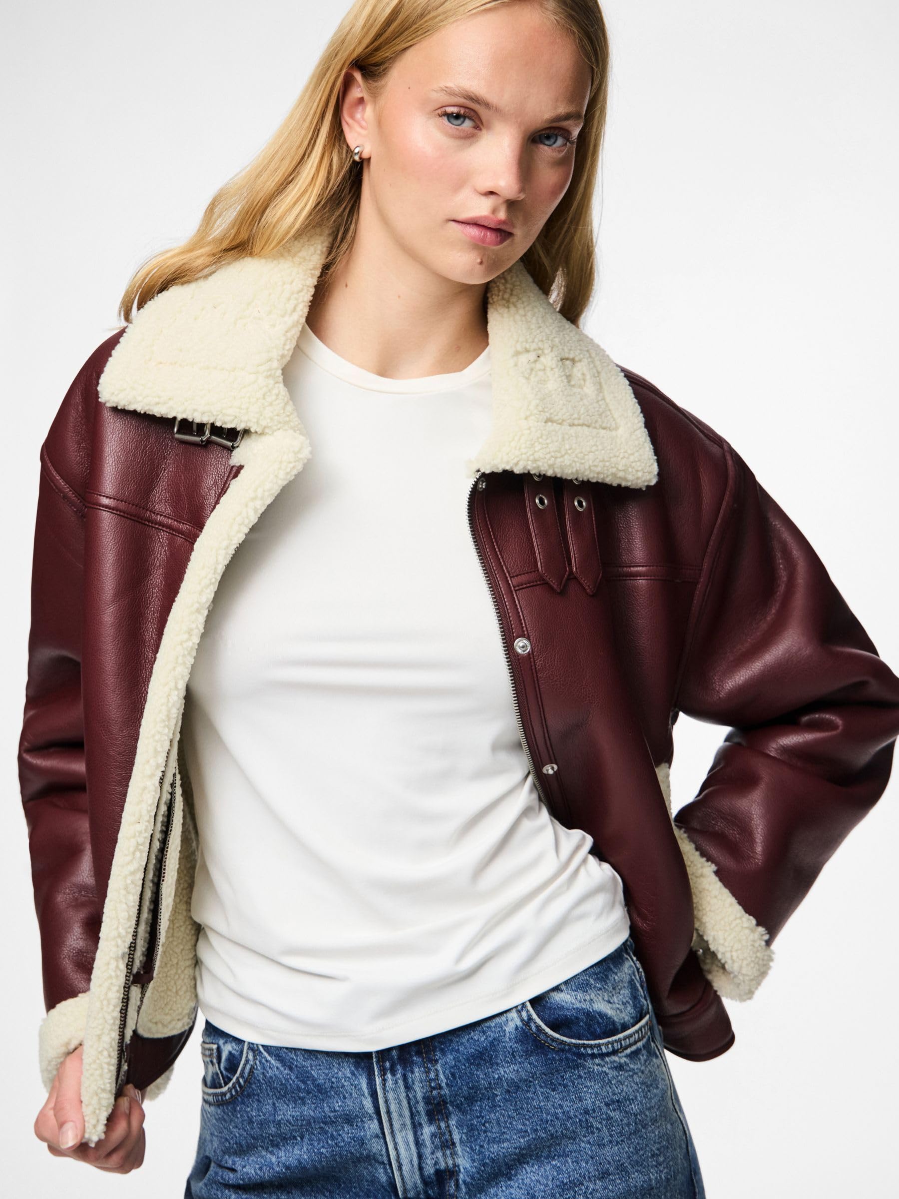 Pieces Pcjanelle Short Jacket giacca corta donna con pelliccia