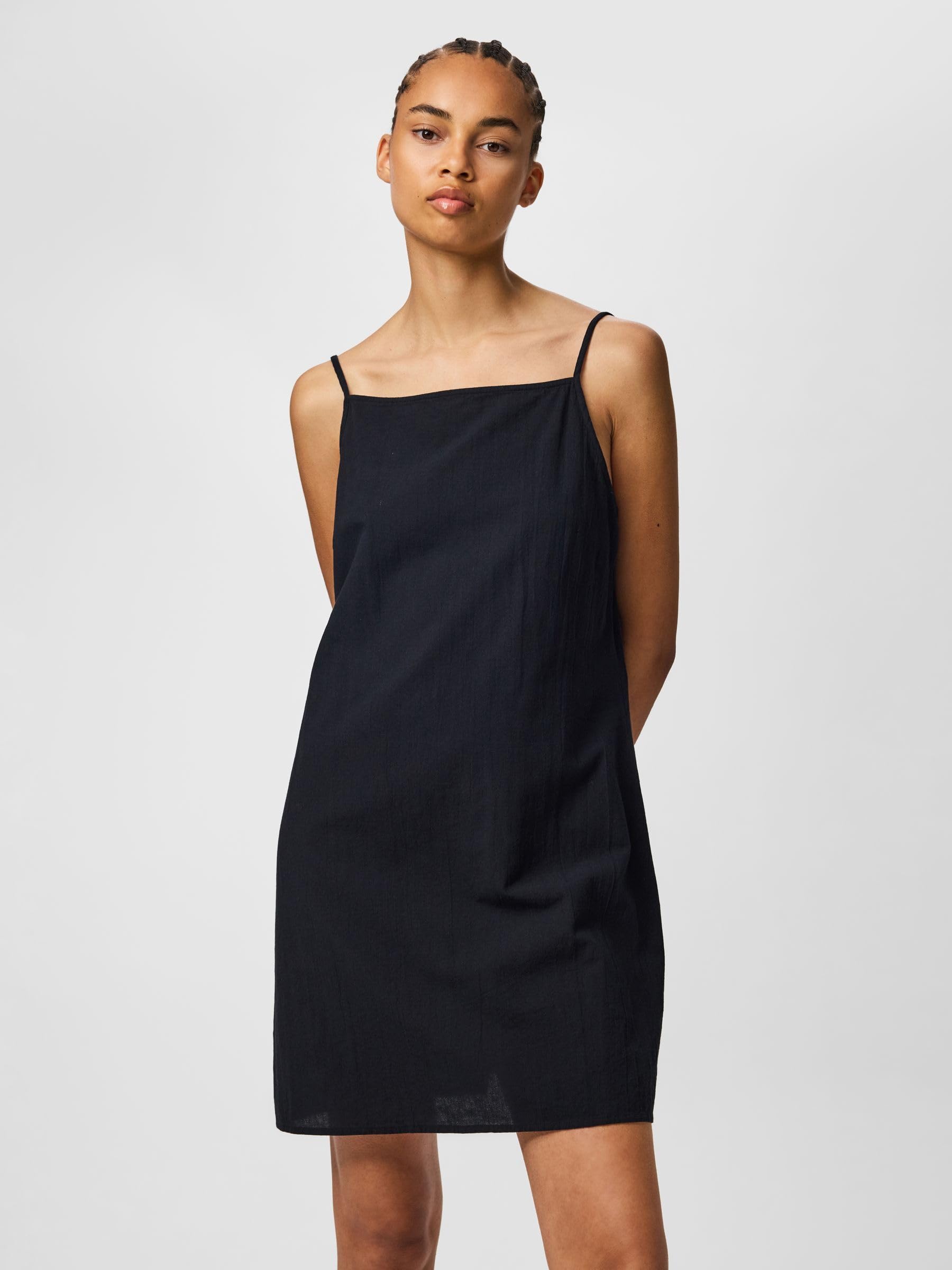 Pieces Pcpiva SL Short Dress vestito corto nero manica corta