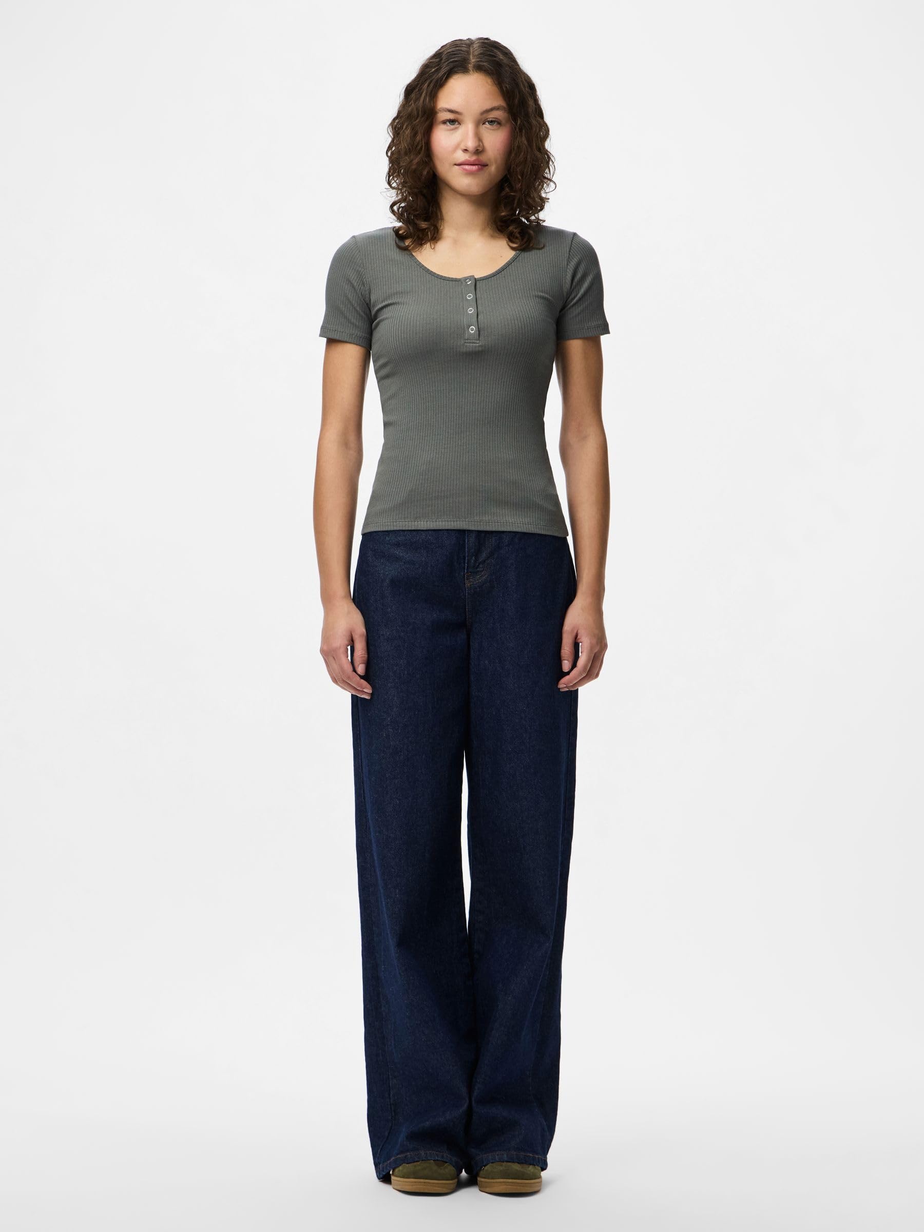 Pieces Pckitte SS Top Jrs Noos BC t-shirt donna castor gray cotone