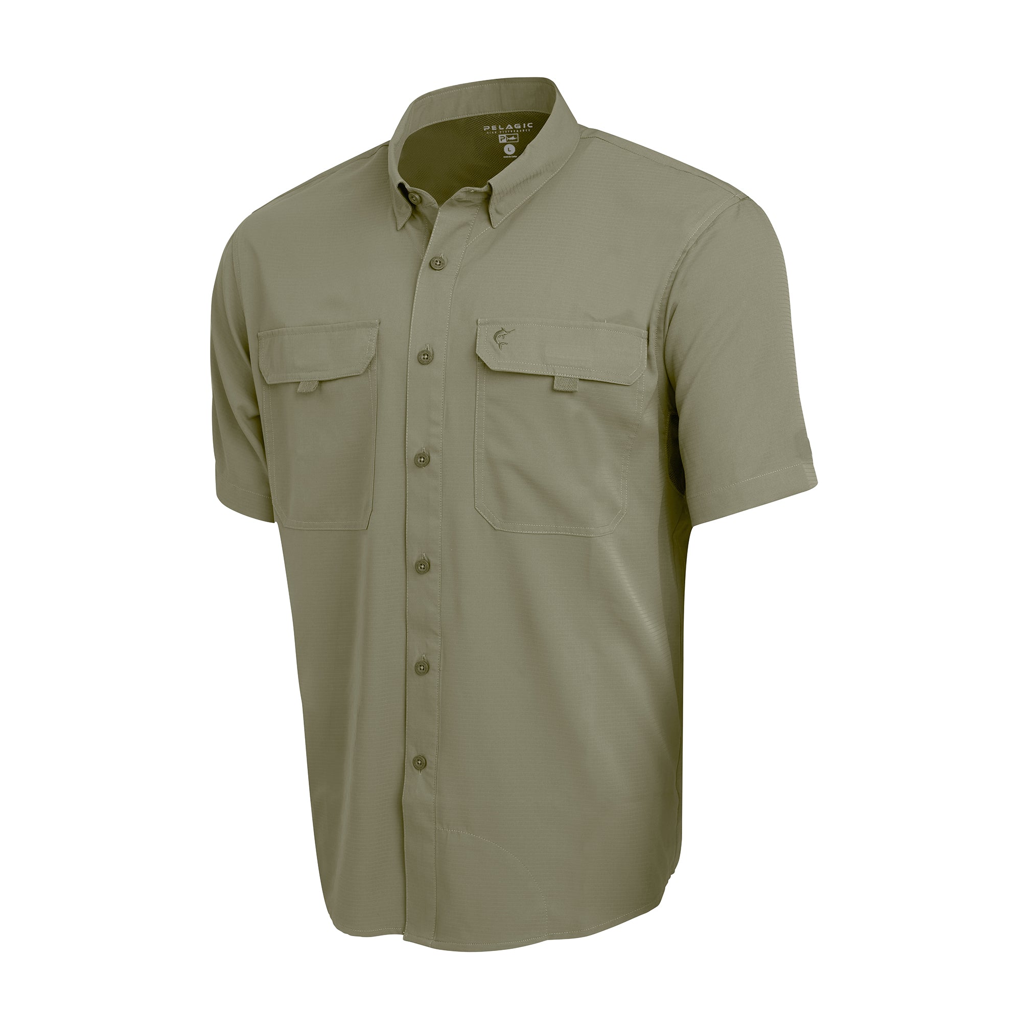 Pelagic Keys camicia uomo manica corta Oliva traspirante