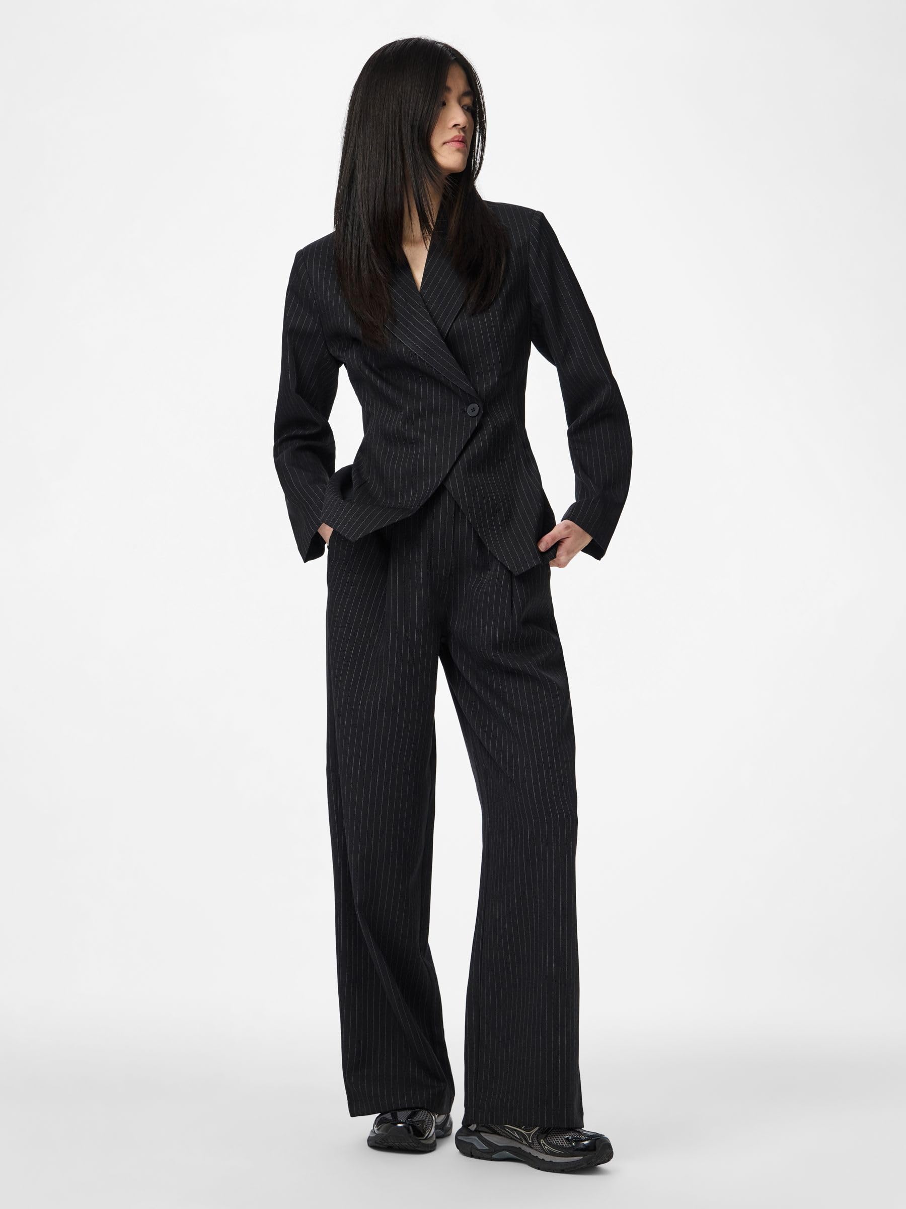 Pieces Pcfalka pantalone gessato wide leg donna