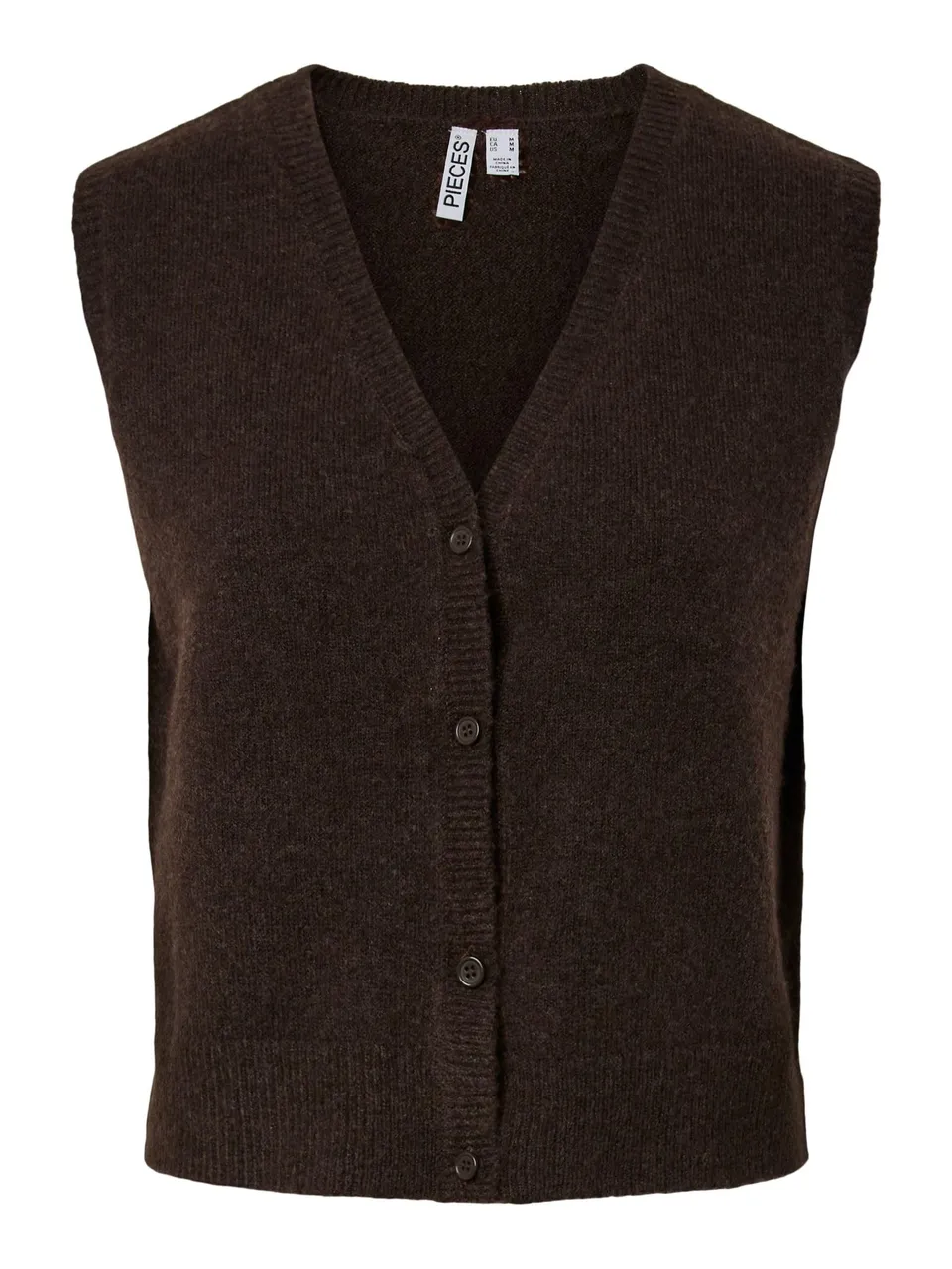 Pieces Pcsally SL V-Neck Knit Vest Noos gilet donna XS Hot Fudge