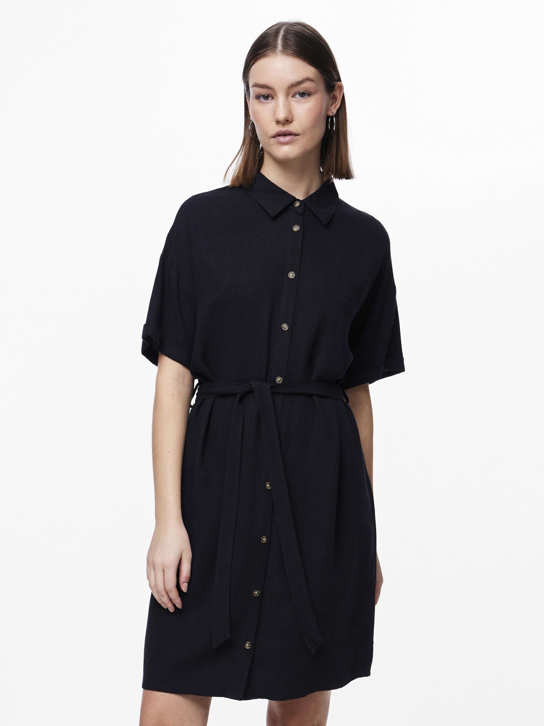 Pieces Pcvinsty Shirt Dress vestito camicia L nero