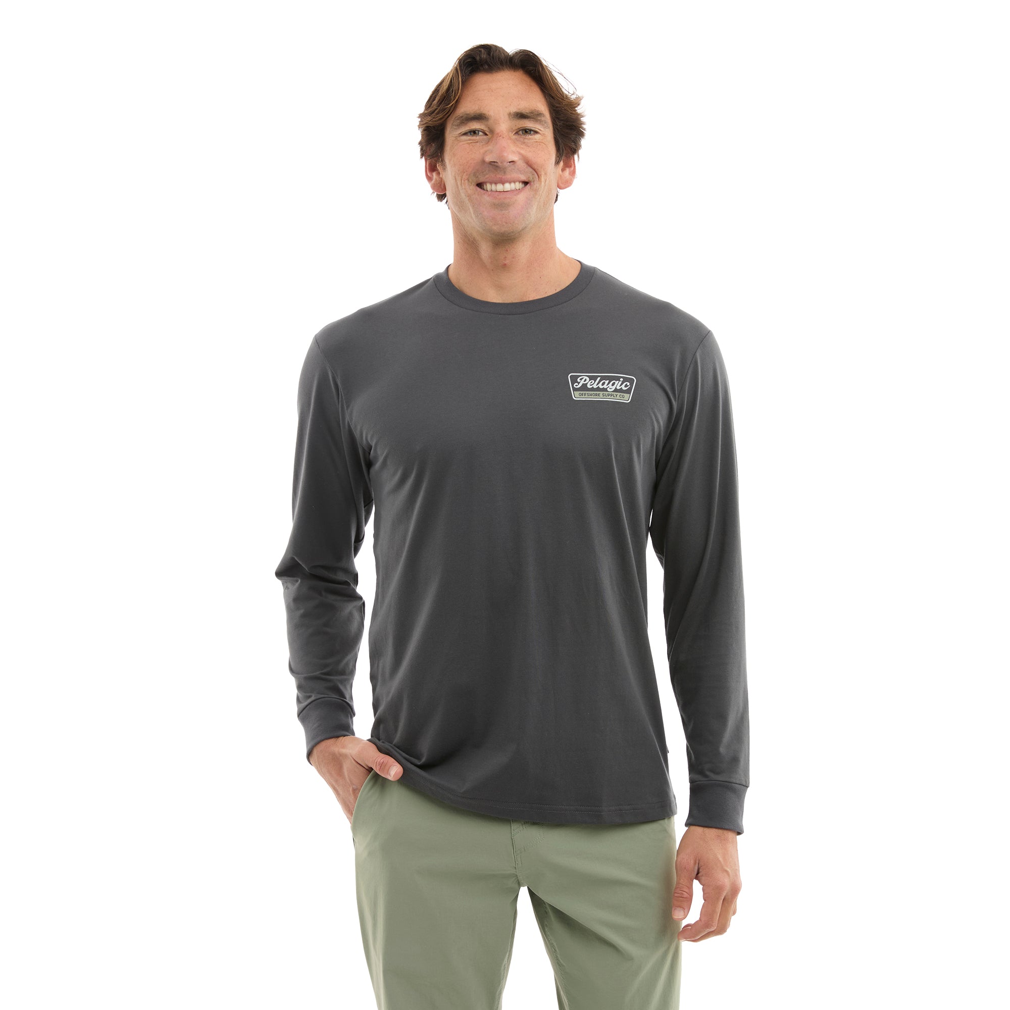 Pelagic Dockline LS t-shirt grafite cotone