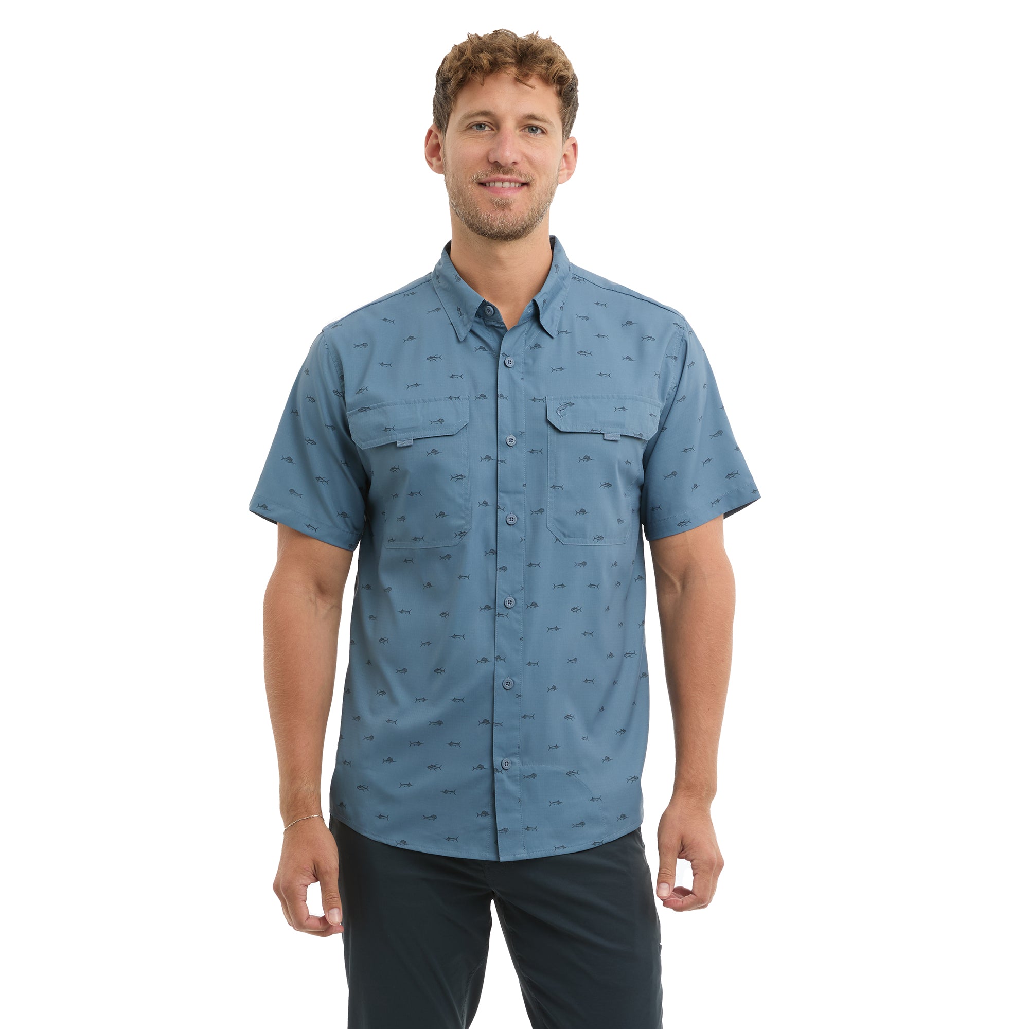 Pelagic Keys Tiny Fish camicia pesca uomo petrolio UPF 50+