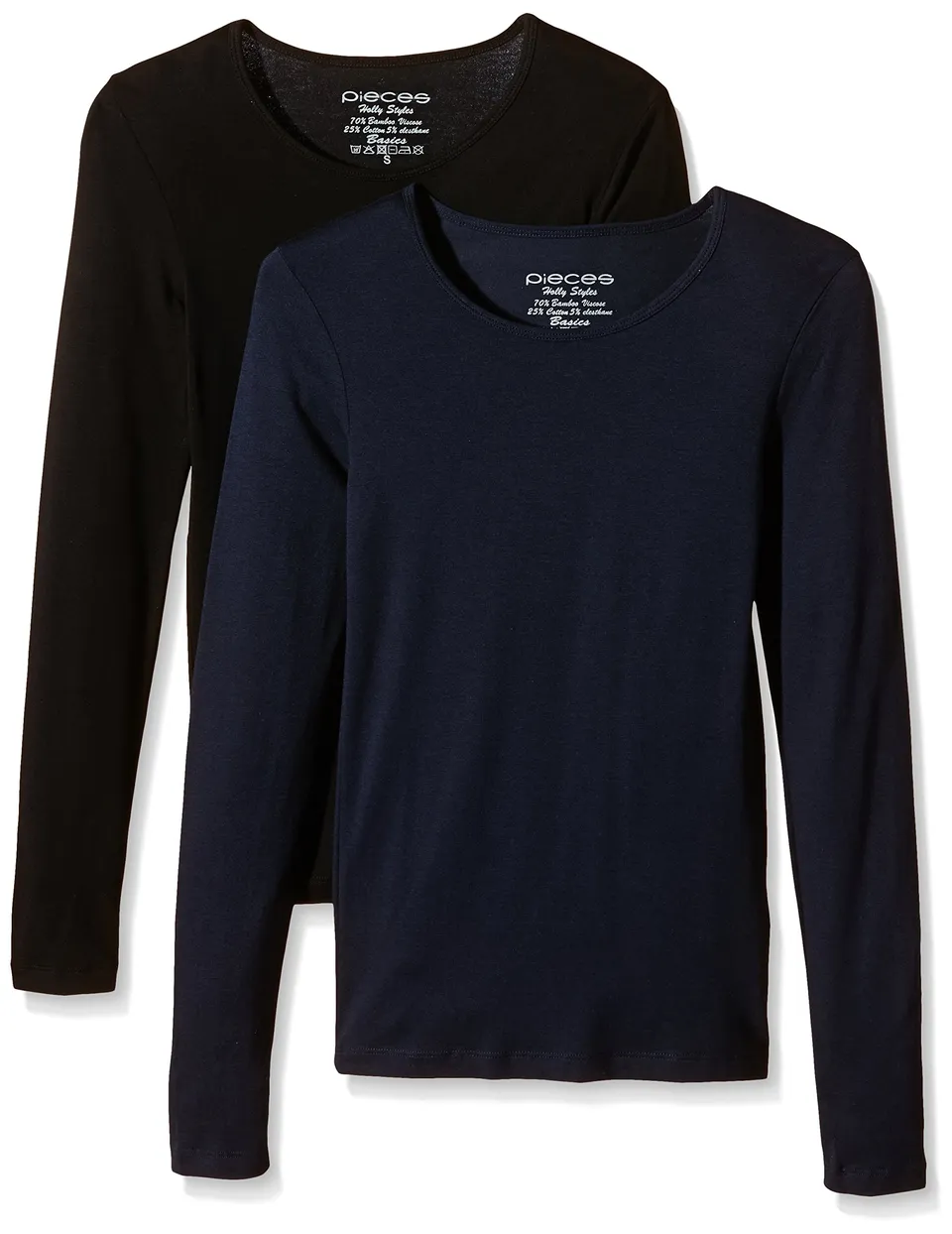 Pieces Pcholly LS magliette donna M 2 pezzi cotone