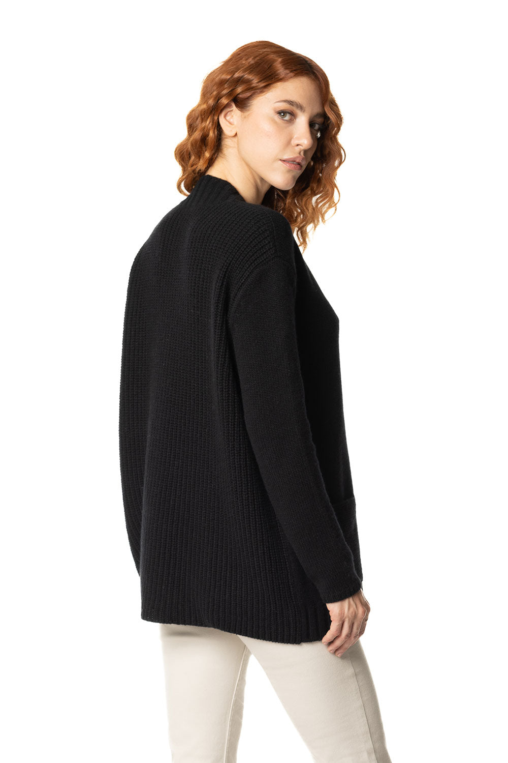 Vittoria Paci cardigan cashmere donna nero asimmetrico