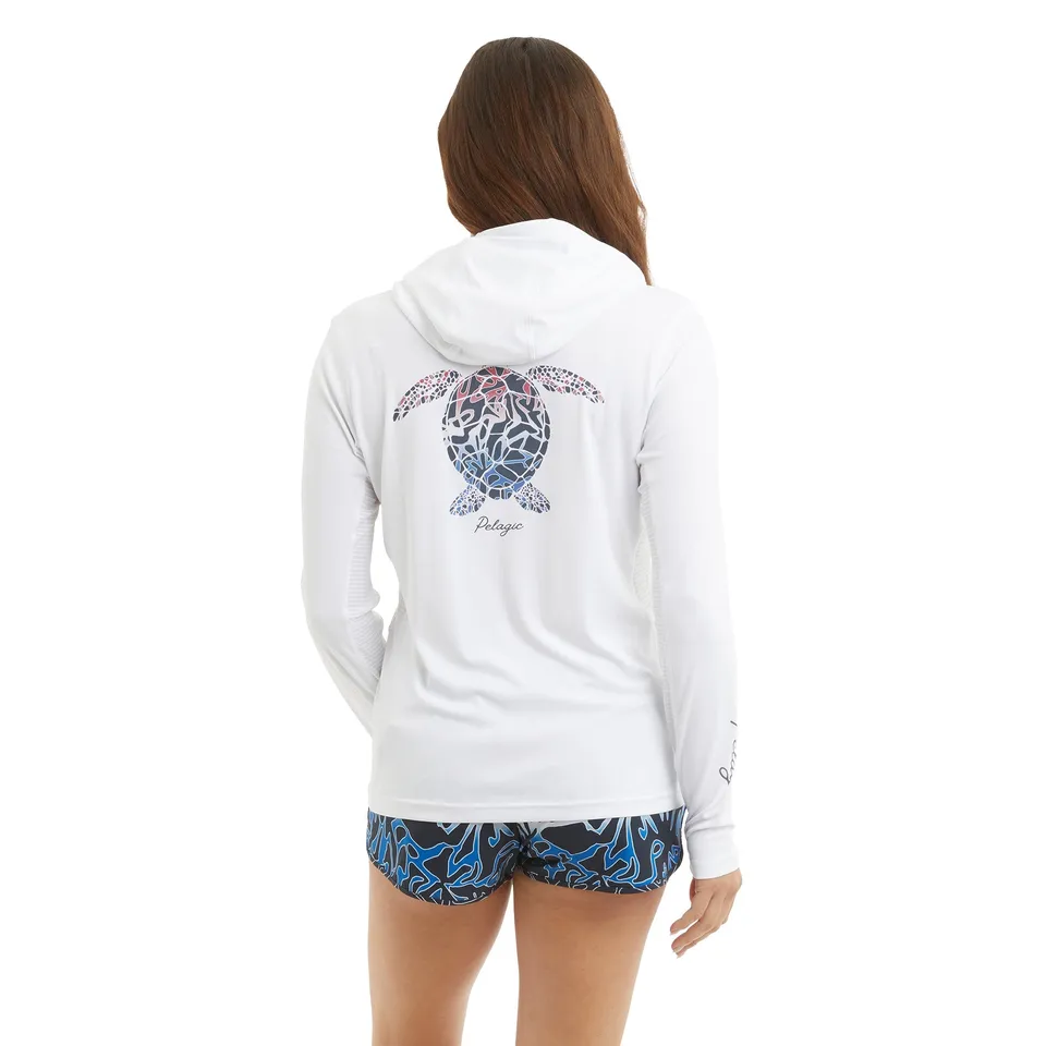 PELAGIC Ws Vaportek Lionfish Turtle maglia White UPF50+