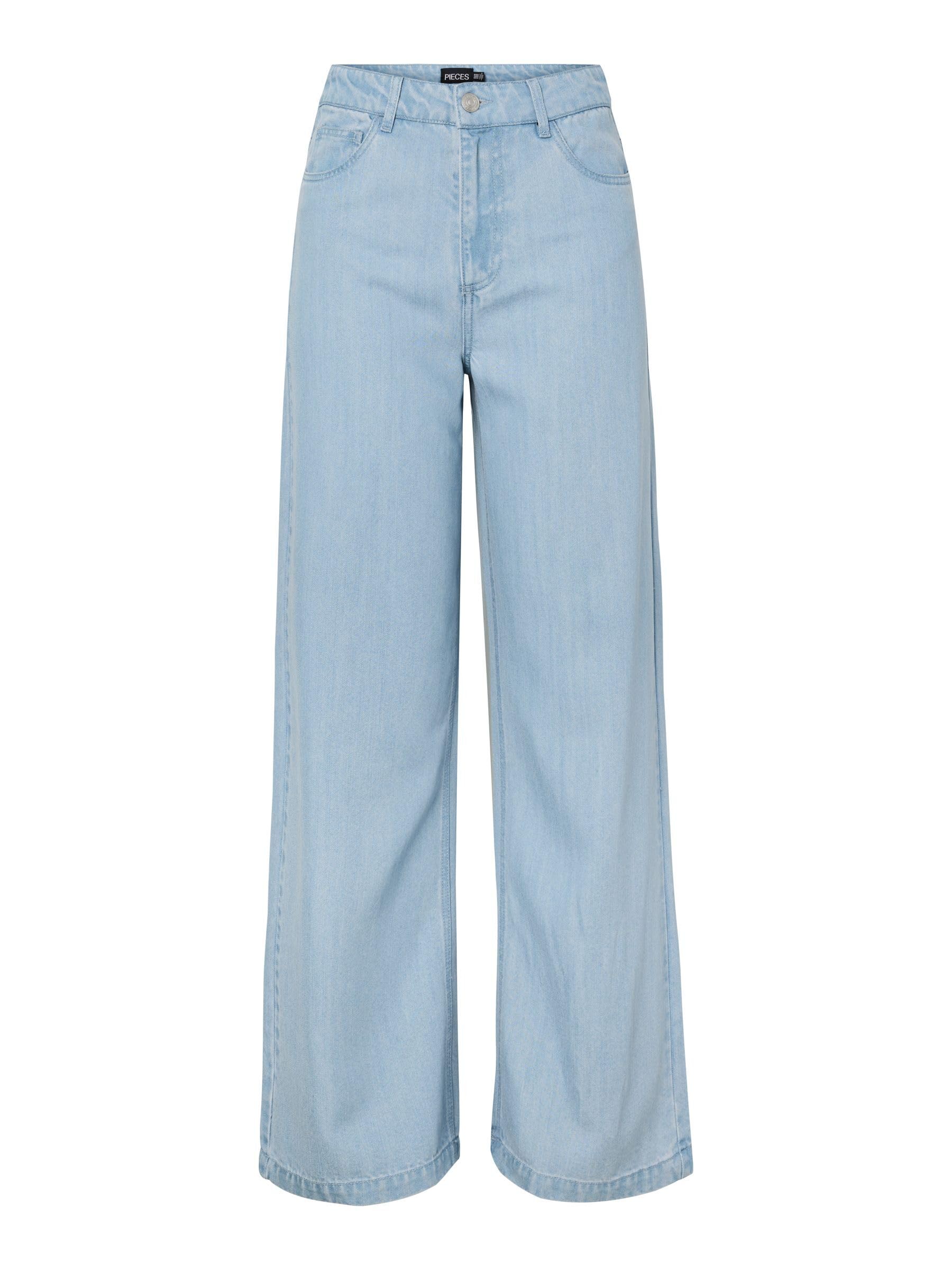 Pieces Pcsmidi MW Wide jeans larghi donna denim uso quotidiano