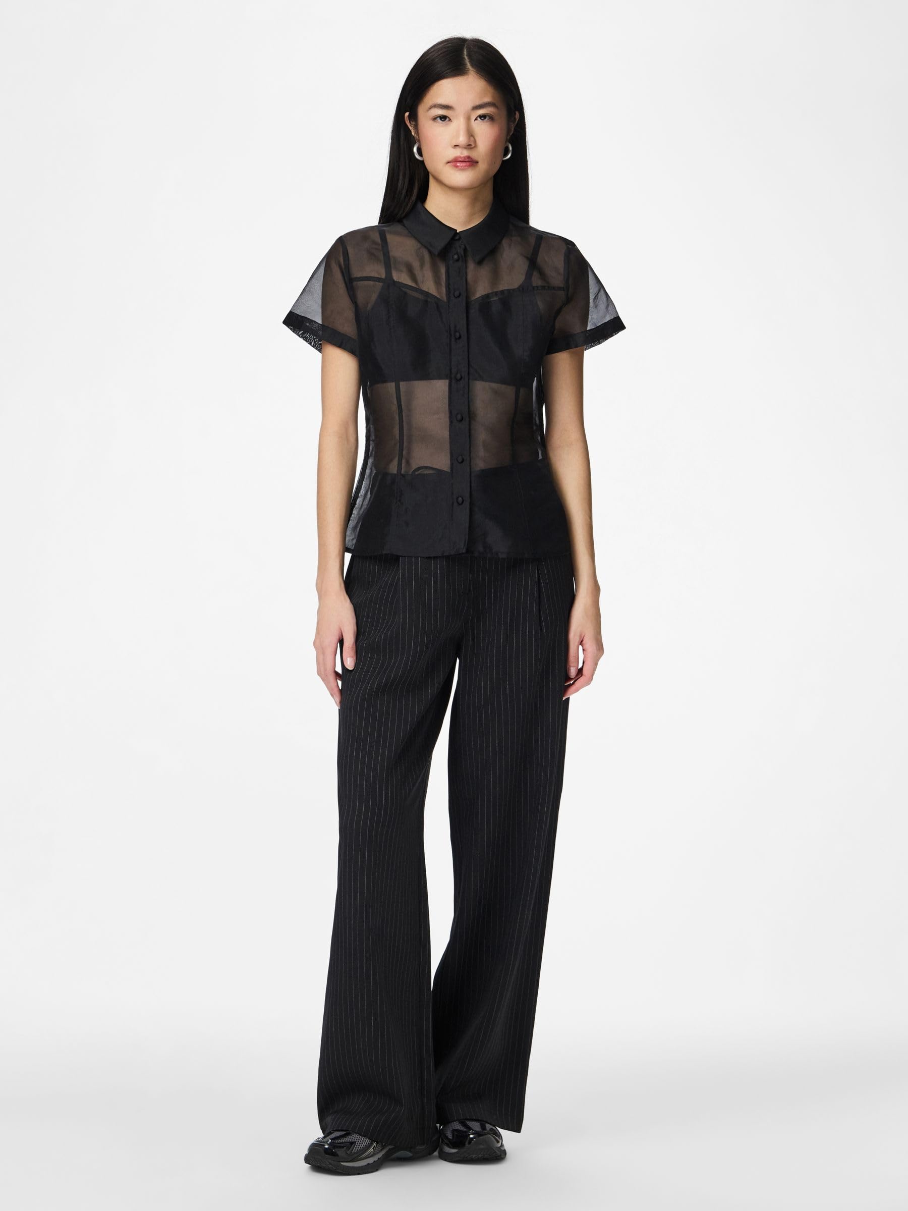 Pieces Pcfalka pantalone gessato wide leg donna