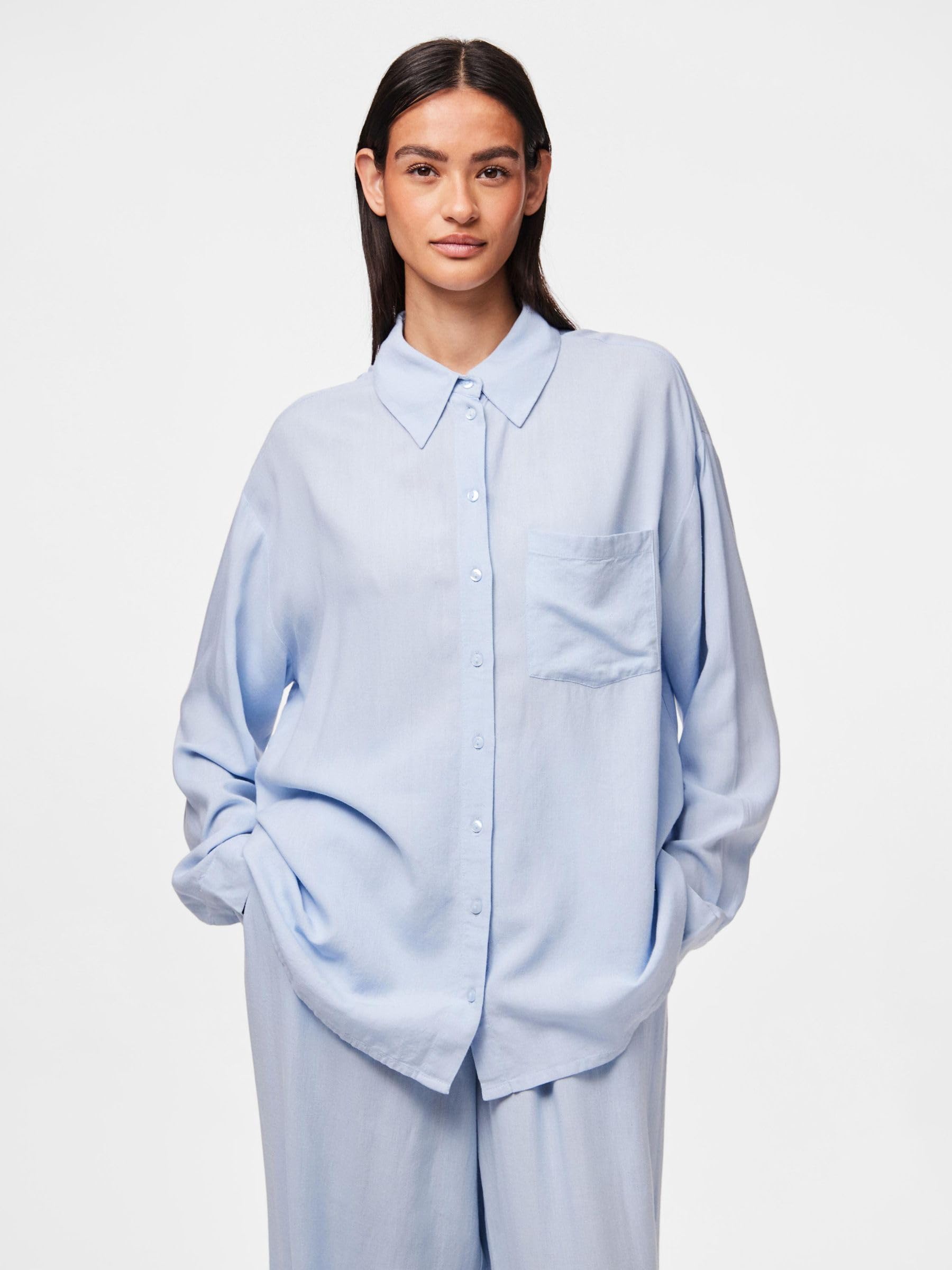 PIECES Pcpia LS Loose Shirt Pwp Mm Noos Camicia M Blu