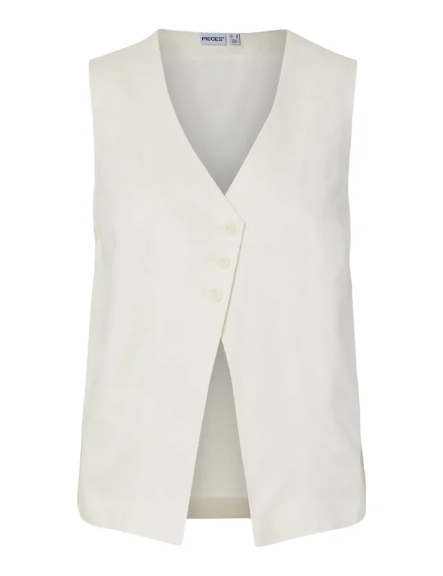 Pieces Pcawace Neck Vest gilet donna lino scollo a V