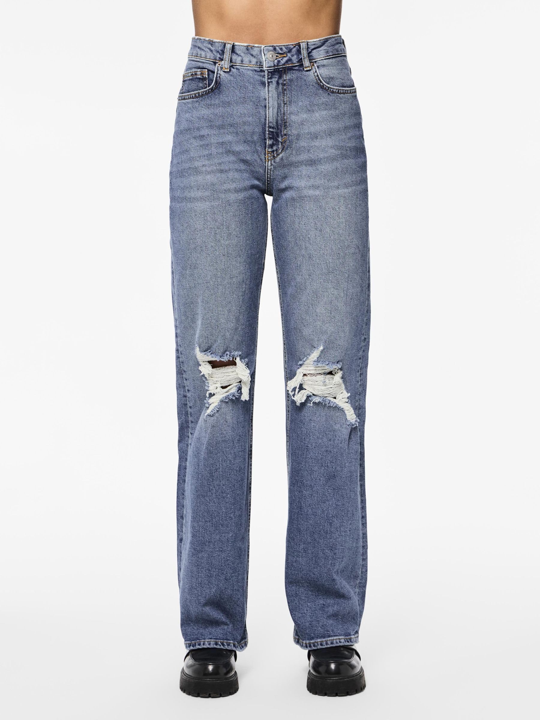 Pieces Pcholly HW Wide JNS MB Destroy Noos BC jeans 27W/30L blu
