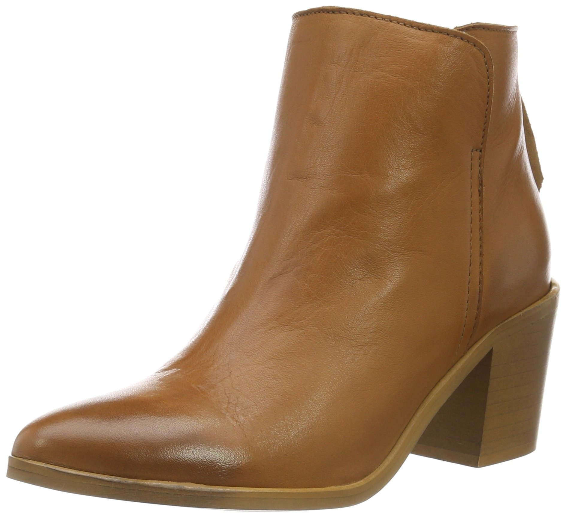 Pieces Psdolly stivaletti in pelle cognac con cerniera