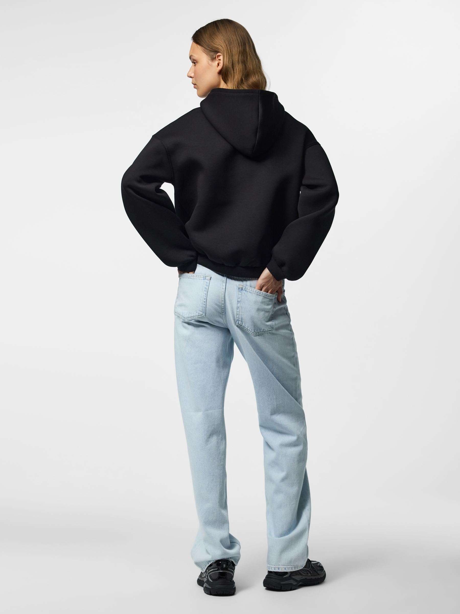 Pieces Pcbucuba felpa cappuccio donna nero zip uso quotidiano