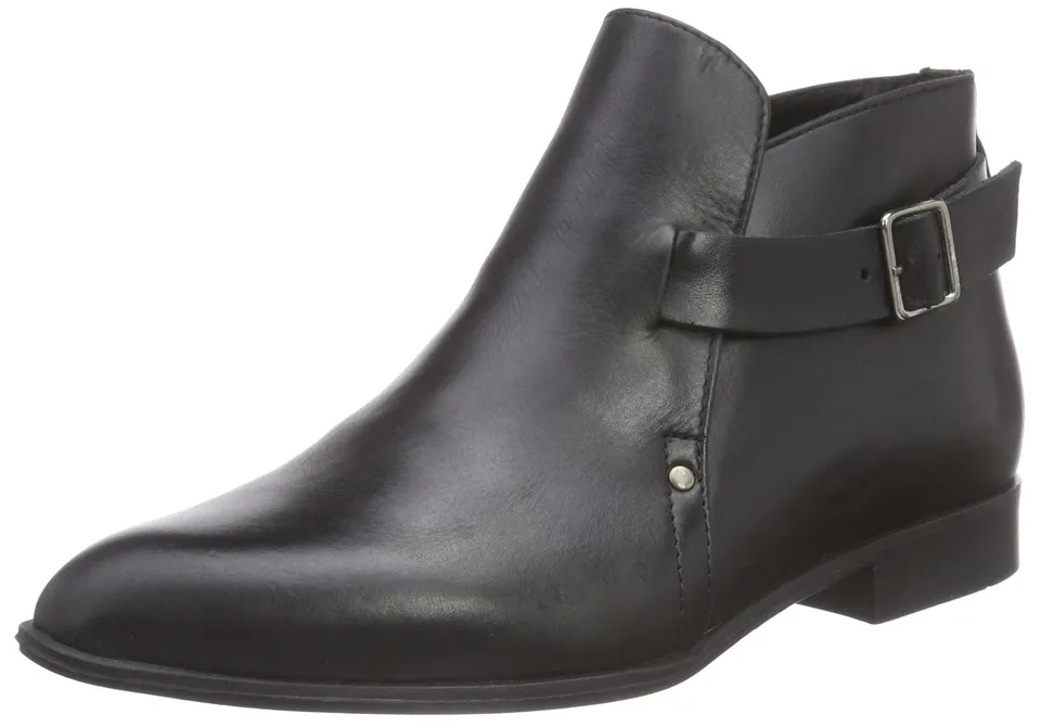 Pieces Psutara Leather Buckle Boot stivali donna neri pelle