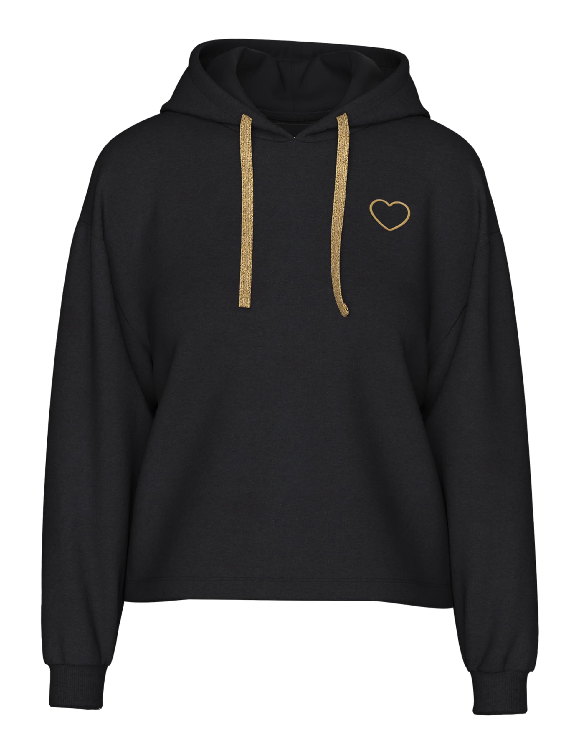 Pieces Pcchilli LS Heart Hoodie felpa con cappuccio manica lunga