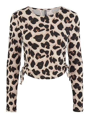 Pieces PCNALA LS Crop Top BC maglia nero leo M