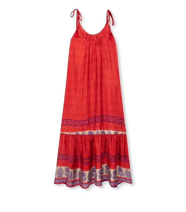 el.residu Myra 26 abito midi viscosa rosso L/XL