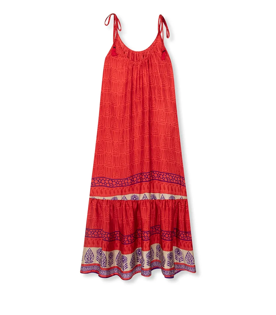el.residu Myra 26 abito midi viscosa rosso L/XL