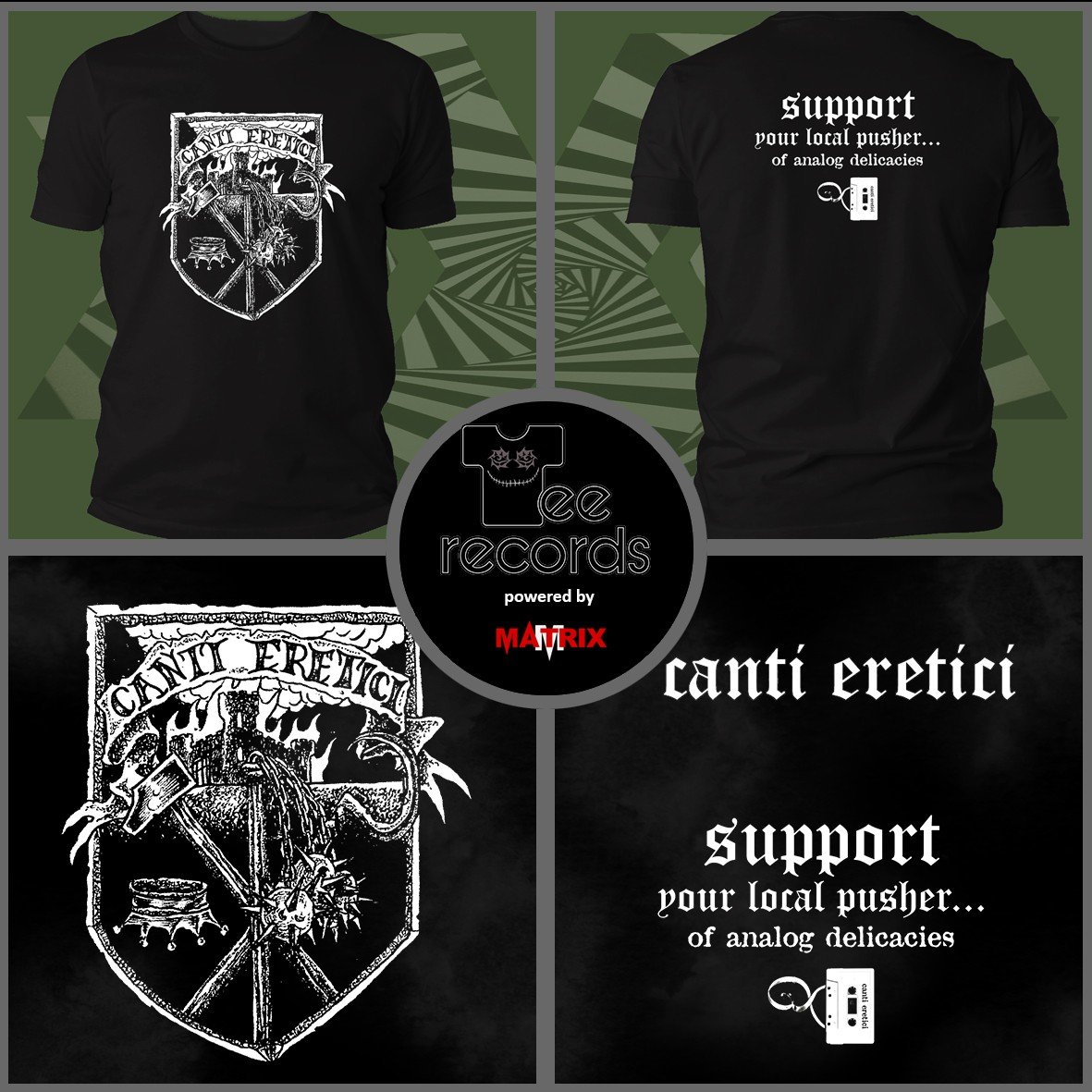 Matrix Canti Eretici Shield Logo maglietta cotone organico