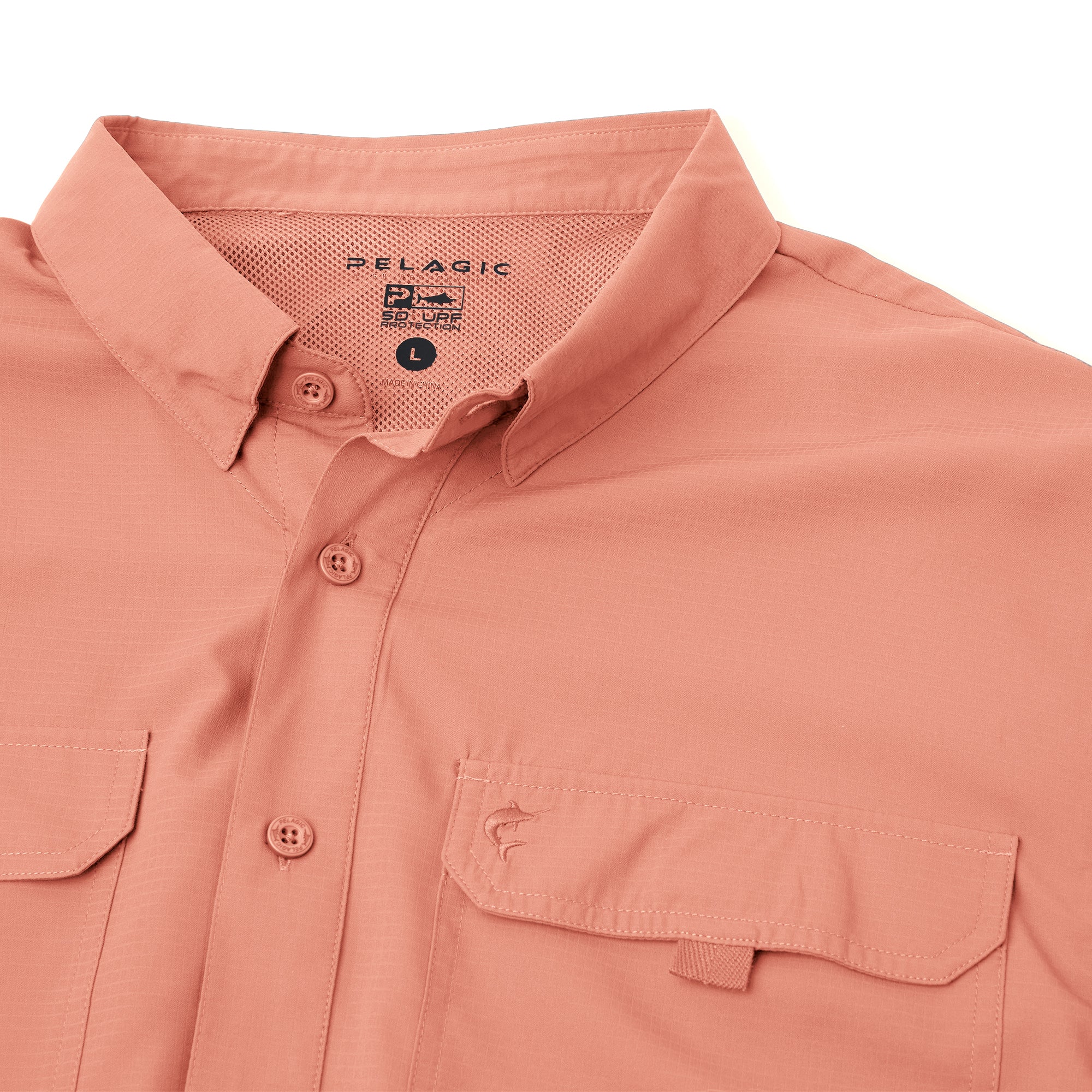 Pelagic Keys camicia uomo manica corta Corallo traspirante