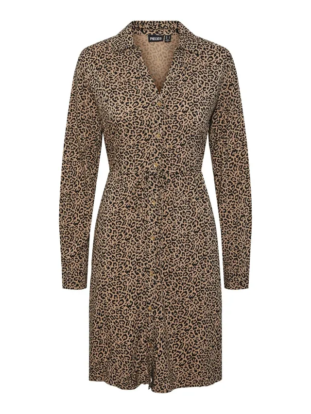 Pieces Pcnova LS Tie Vestito Donna Silver Mink Leone