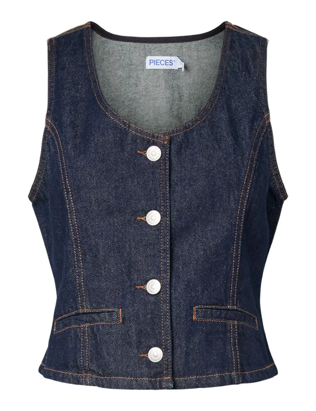 Pieces Pcpam Denim Vest gilet denim taglia S