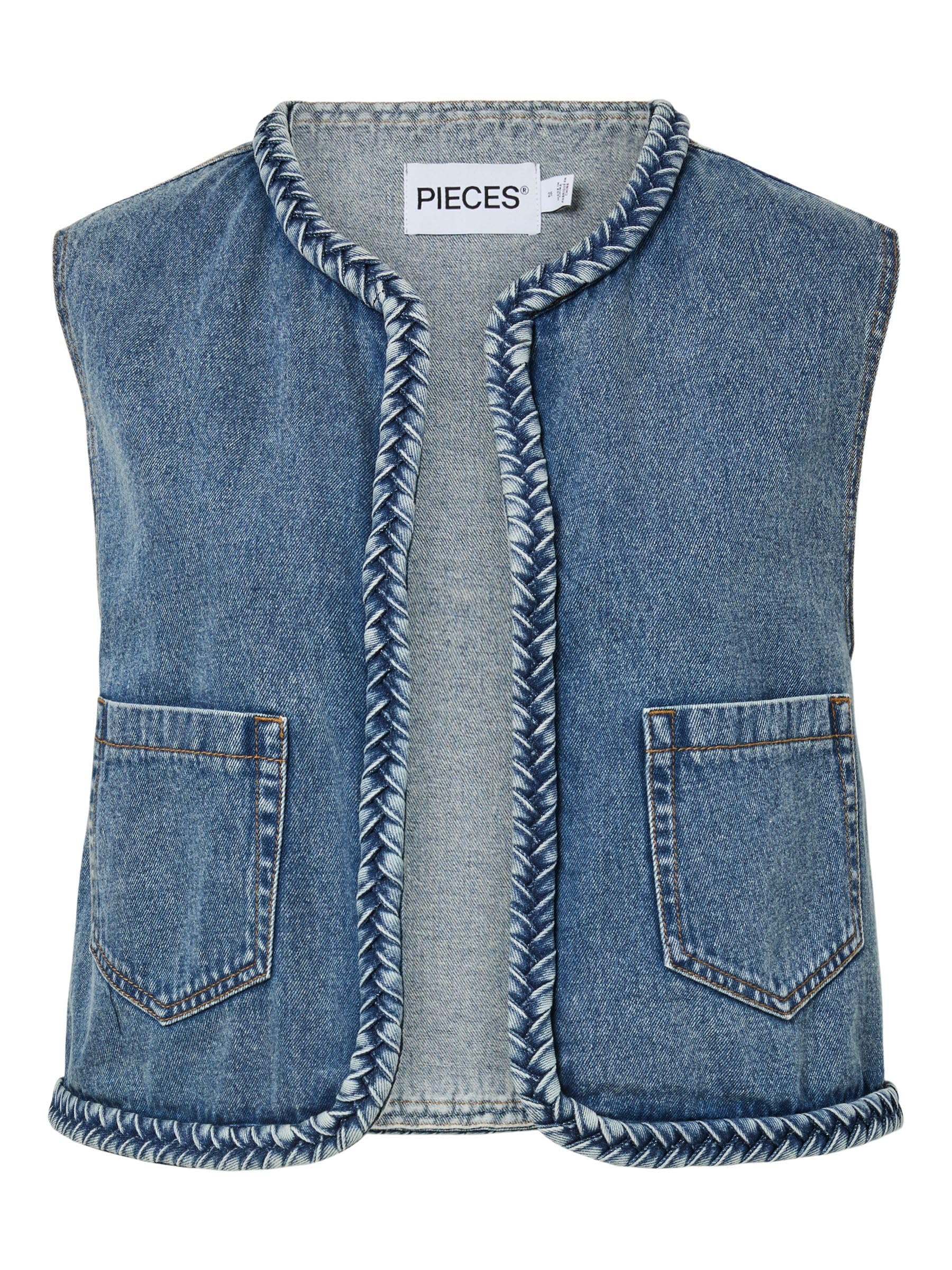 Pieces Pcbell Cropped Denim Vest gilet S cropped