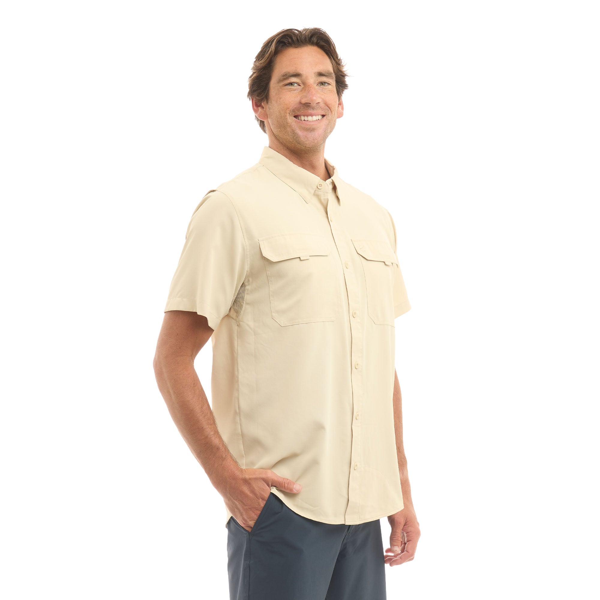 Pelagic Keys camicia uomo sabbia manica corta UPF 50+