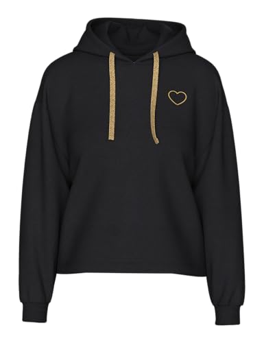 Pieces Pcchilli LS Heart Hoodie felpa con cappuccio manica lunga