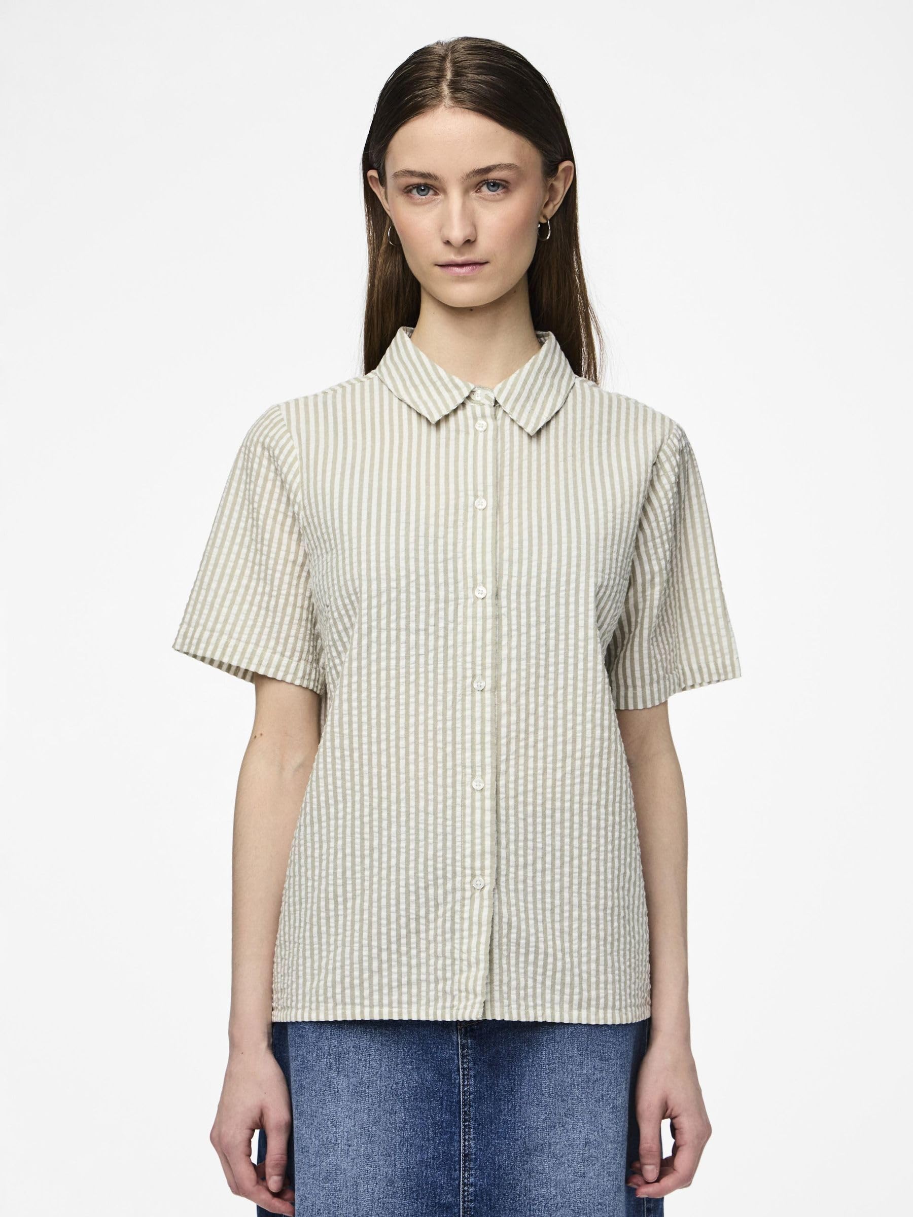 Pieces Pcsally Seersucker camicia donna maniche corte