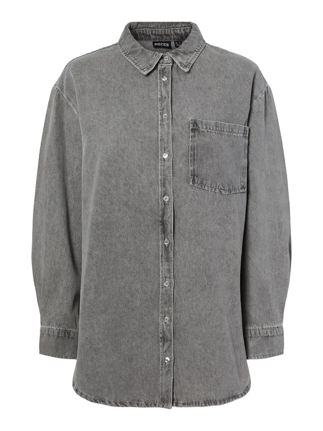 Pieces Pcmaisie camicia jeans donna stile denim