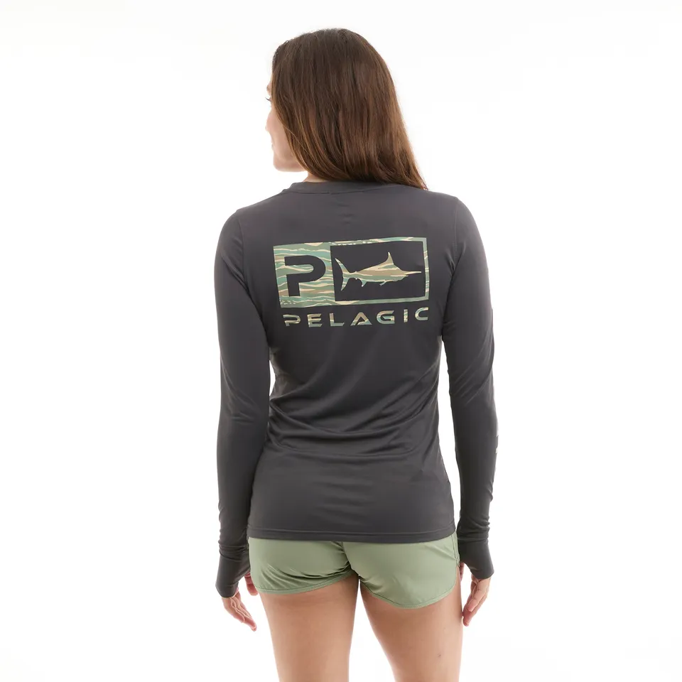 Pelagic Aquatek Wahoo Icon maglia pesca manica lunga grafite UPF 50+