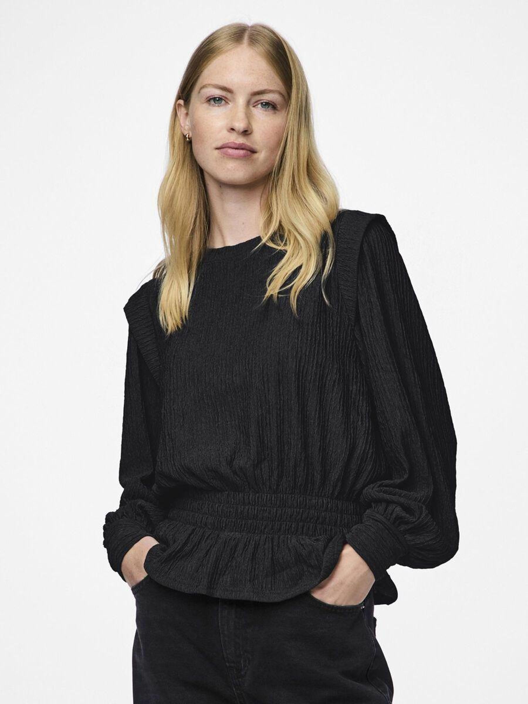 PIECES Pcnilas top donna manica lunga nero taglia XS